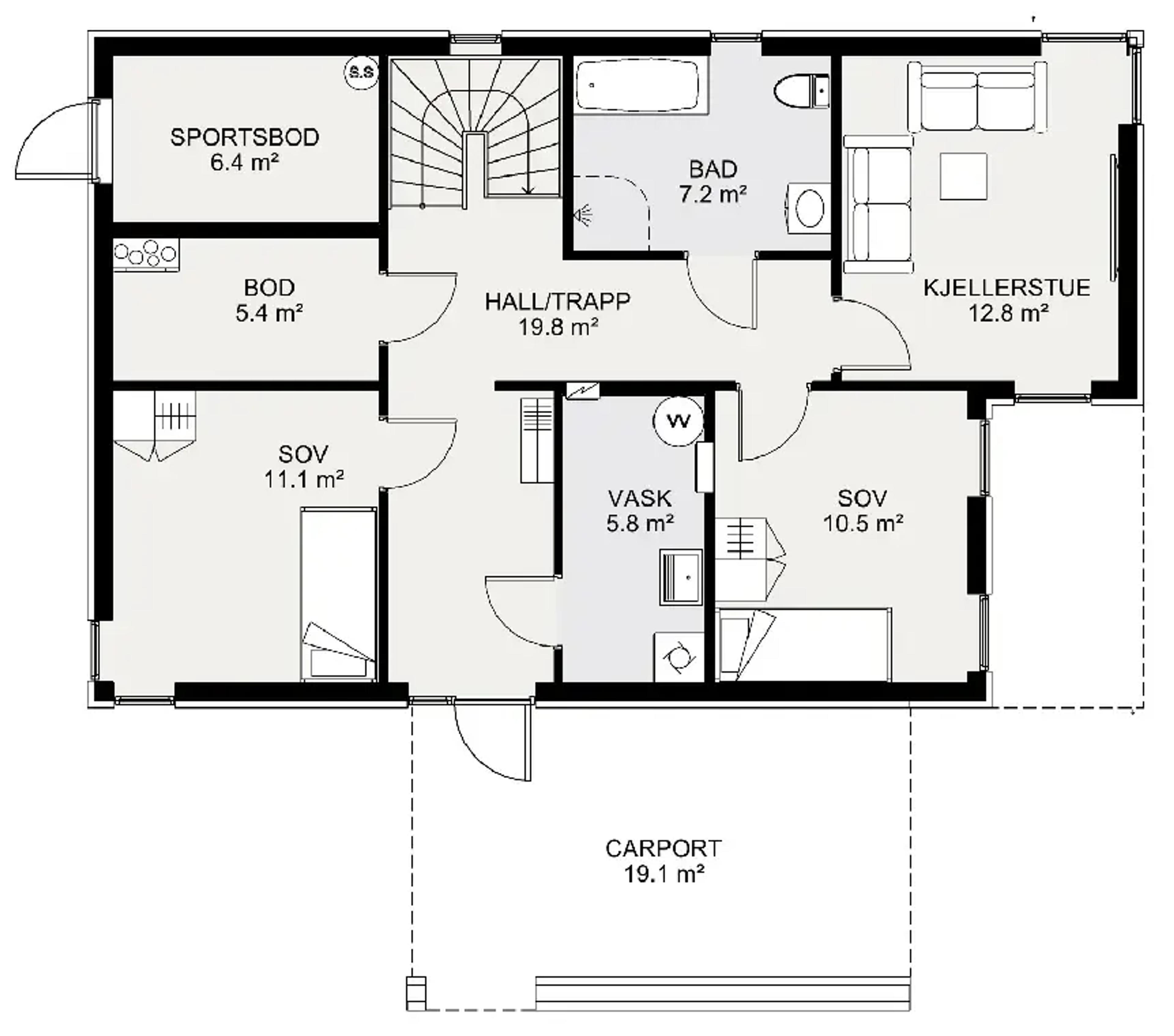 Signatur 303 plantegning 1. etg