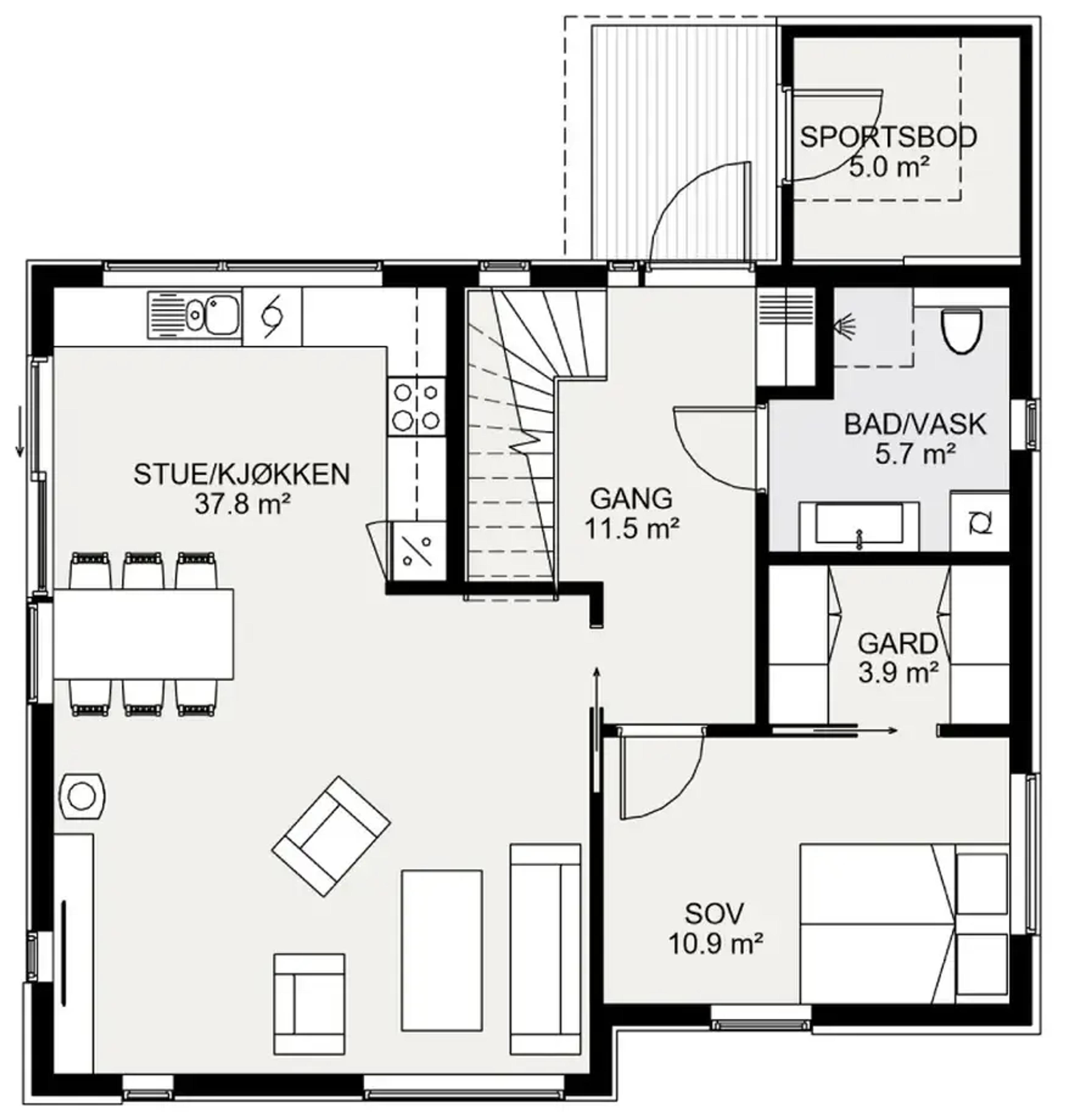 Kvadraturen plantegning 1. etg