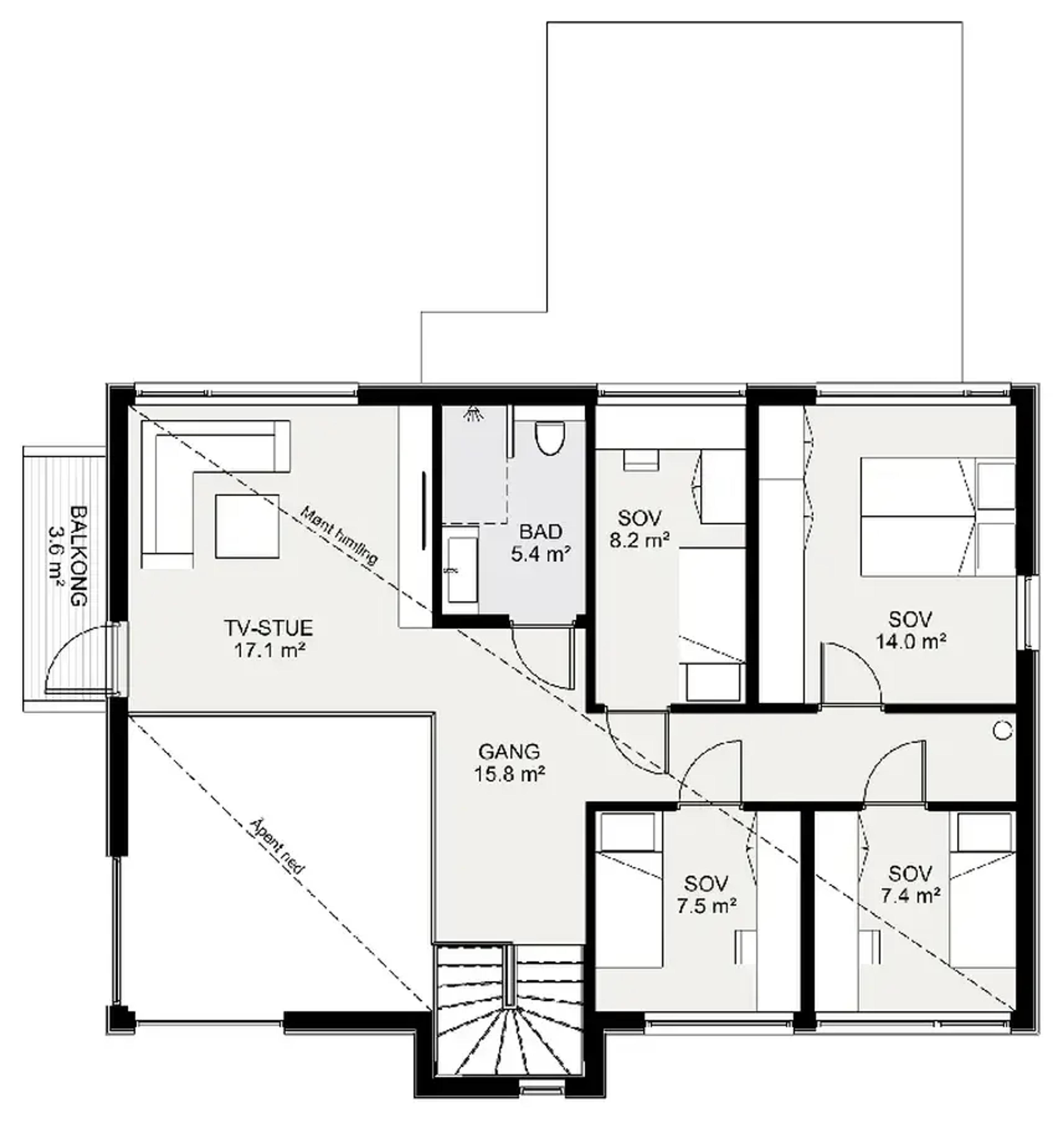 Fløyen plantegning 2. etg