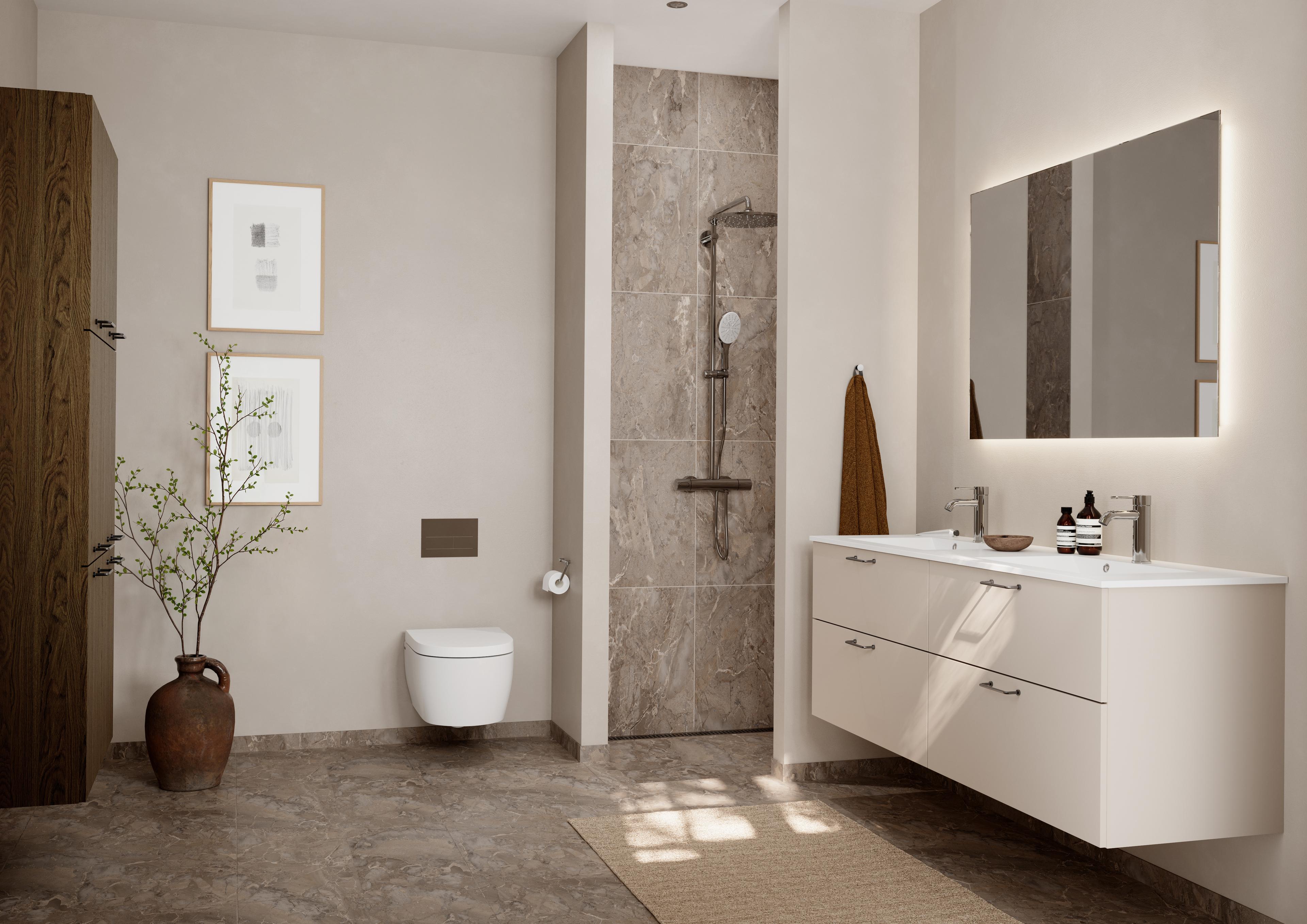 Base-skap i fargen varm grå fra HTH på badet