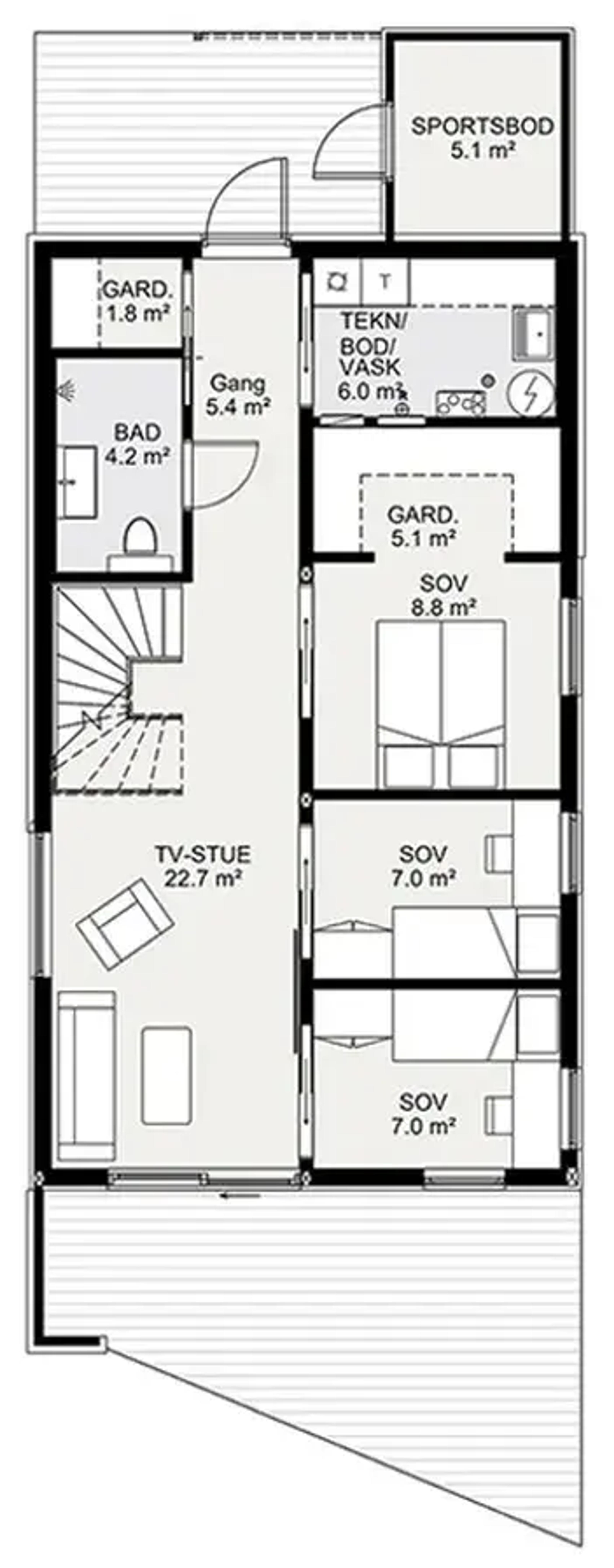Alta for flat tomt plantegning 1. etg