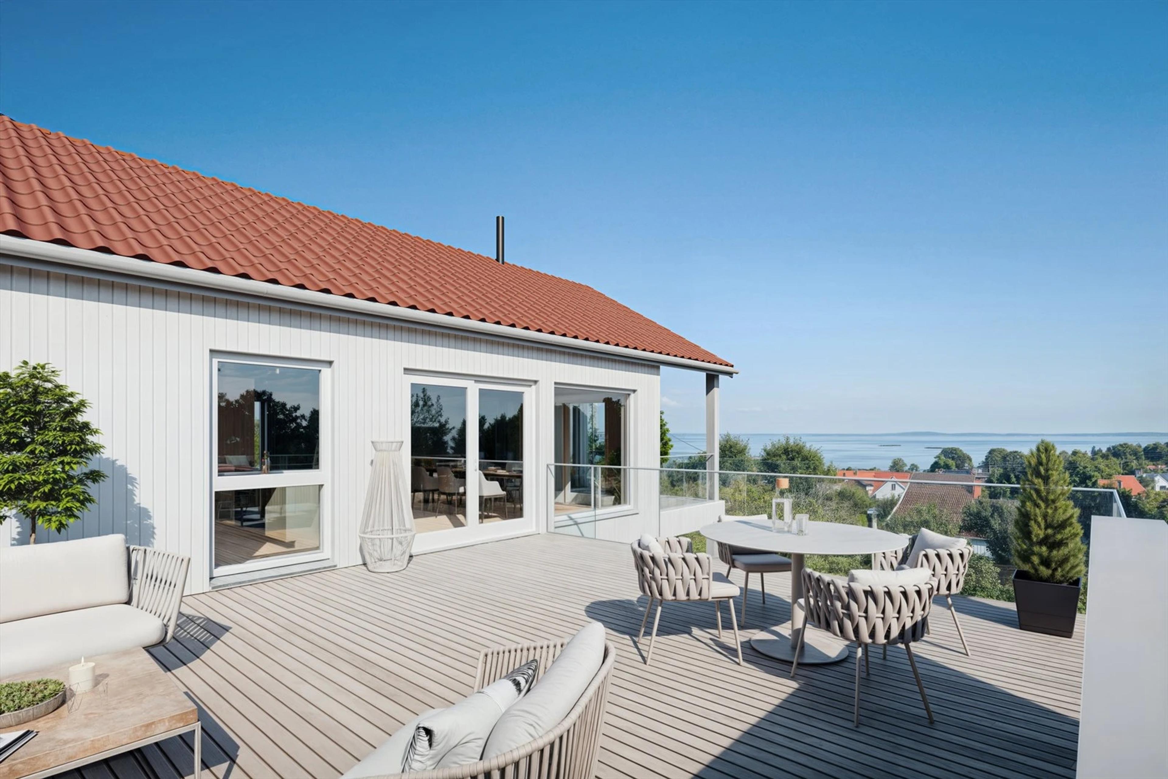 Flott utsikt fra takterrasse