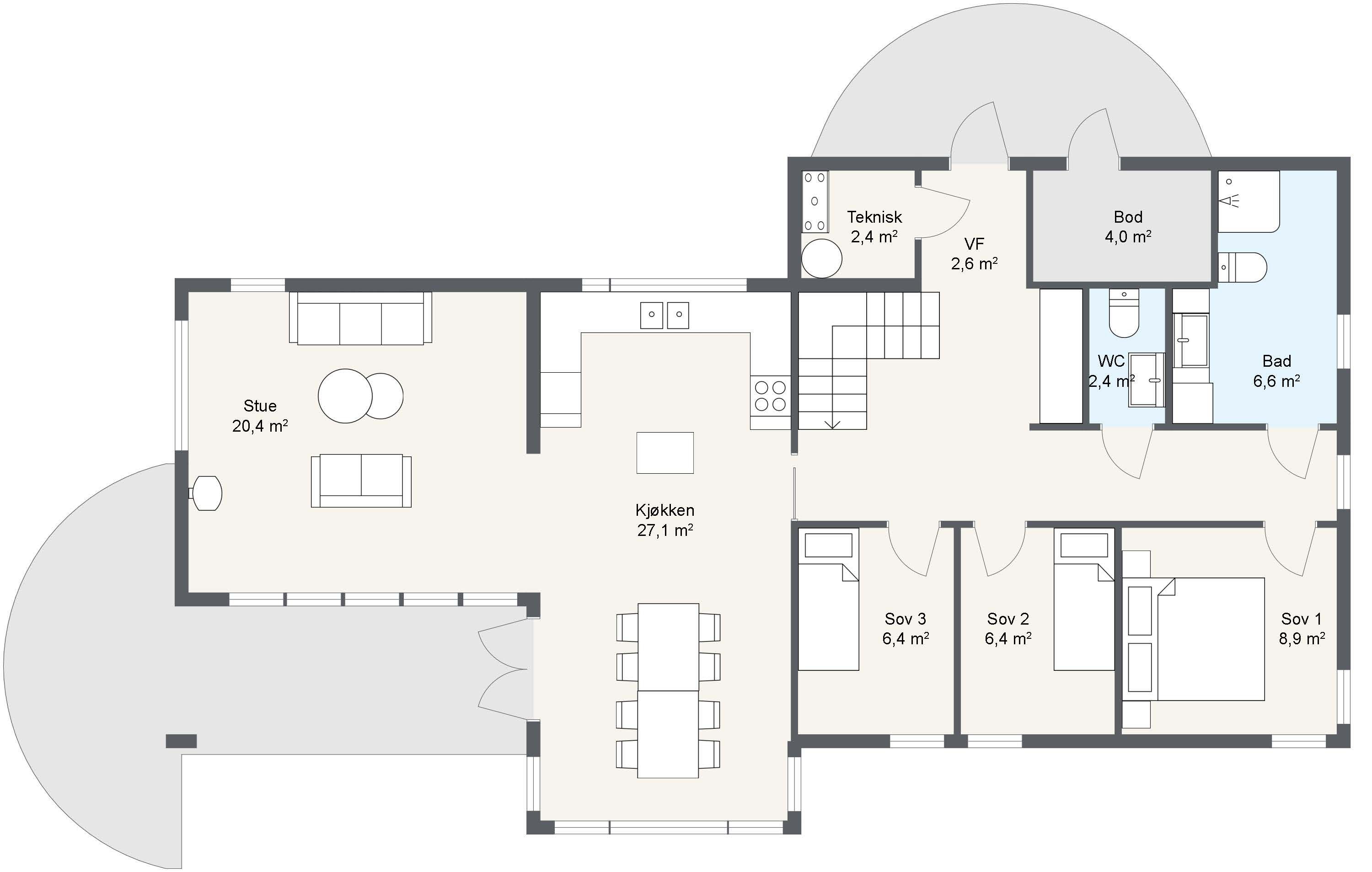 Plantegning 1. ETG — Mesterhus Veggli