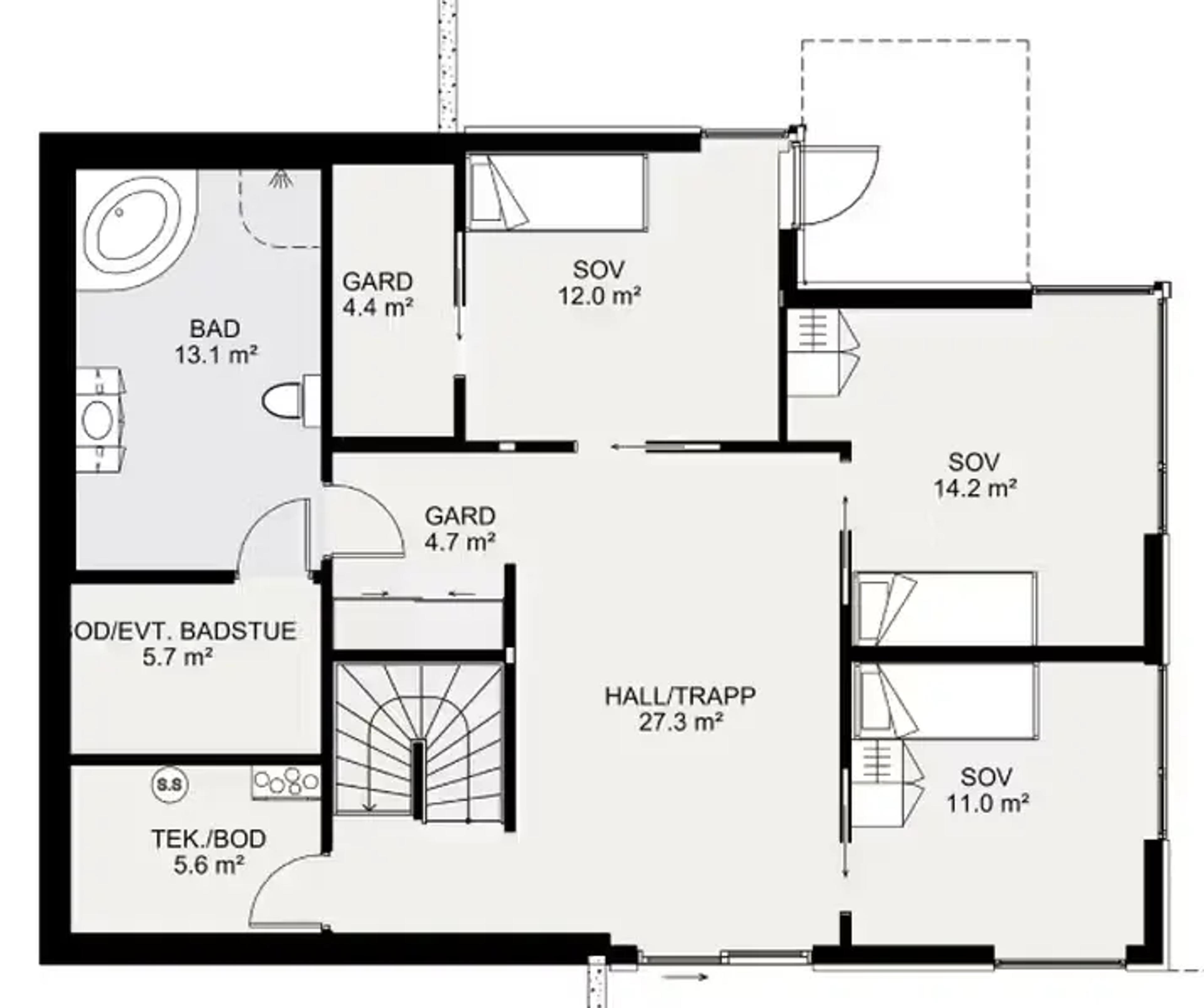 Signatur 302 plantegning 2. etg