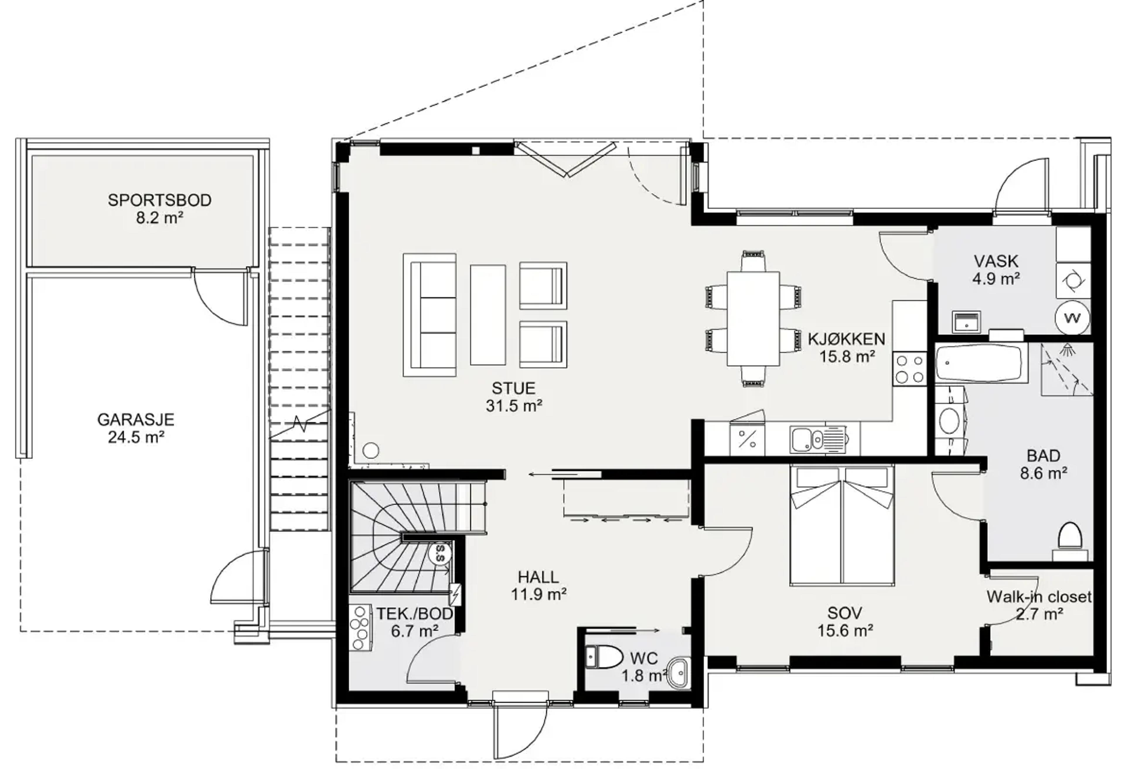 Signatur 307 plantegning 1. etg