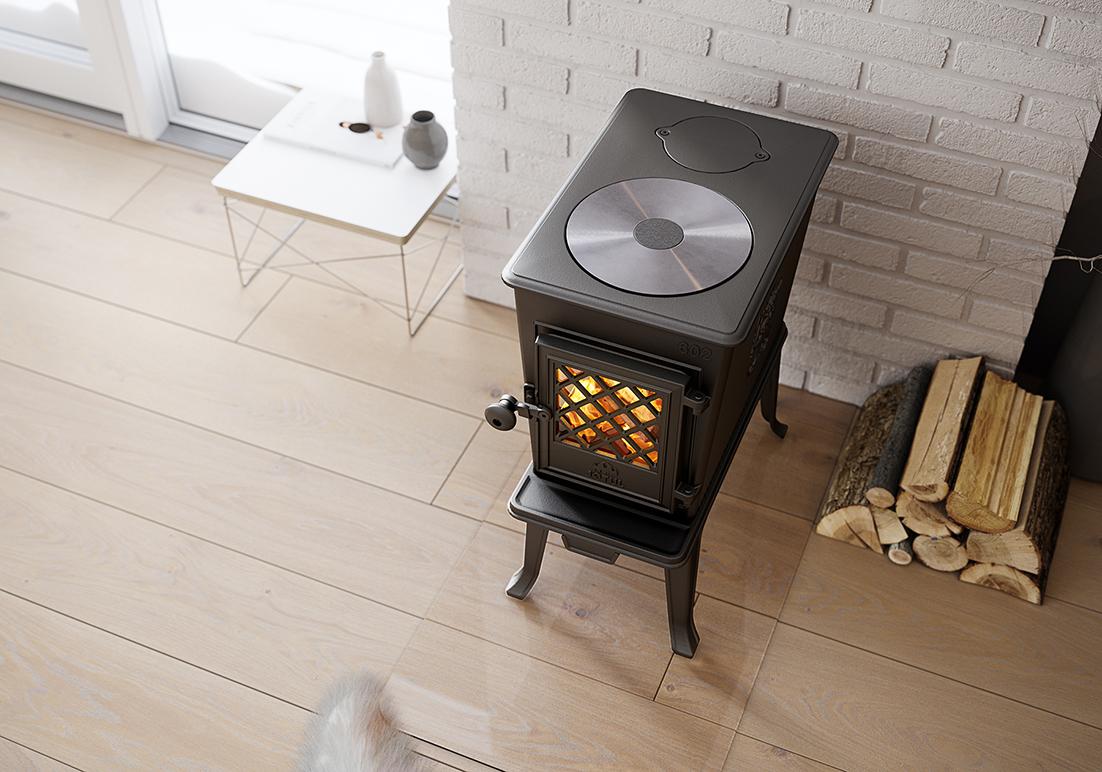 Jøtul vedovn med kokeplate