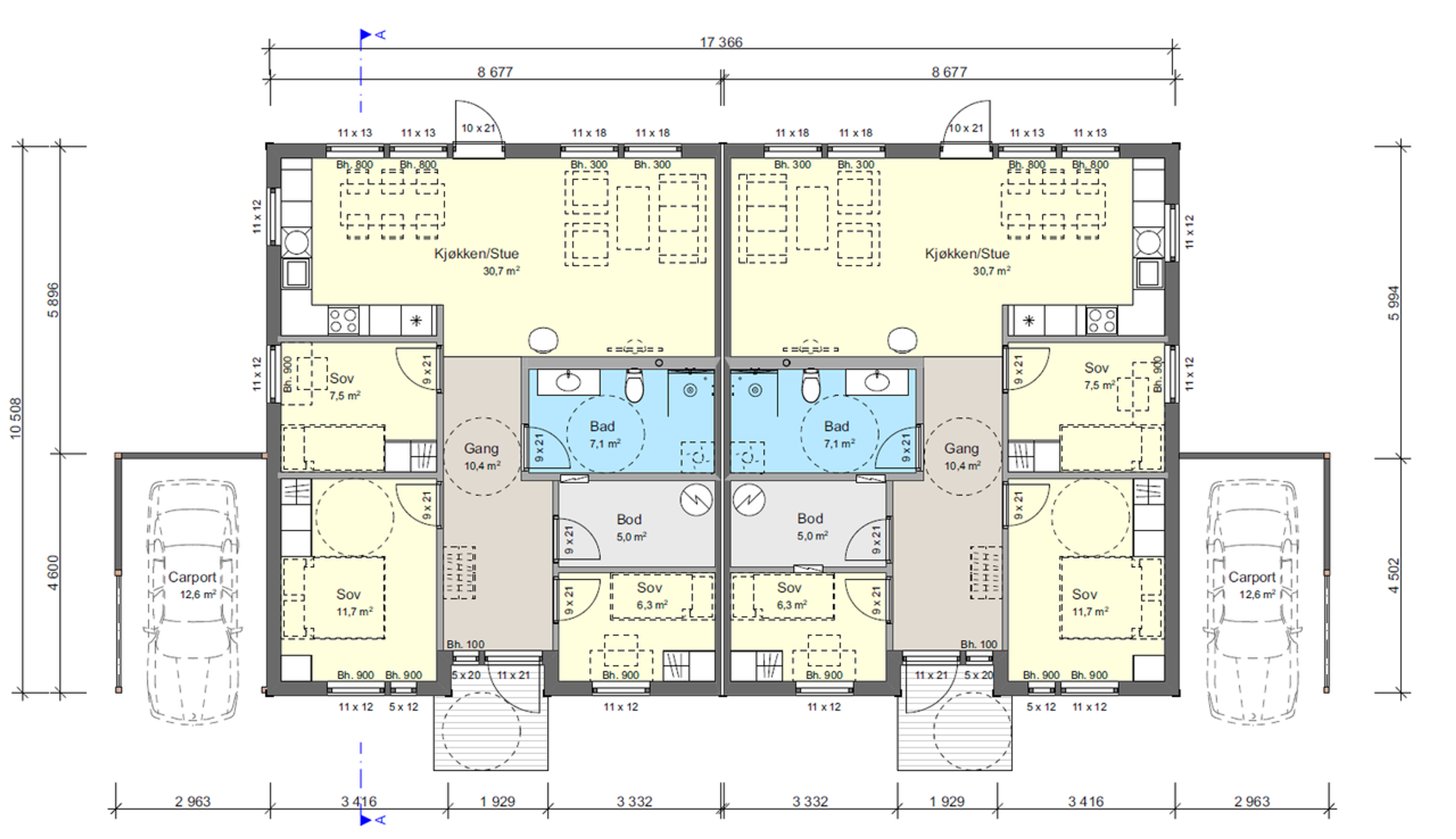 Plantegning tomannsbolig Veslebekkmoen 29 A og B