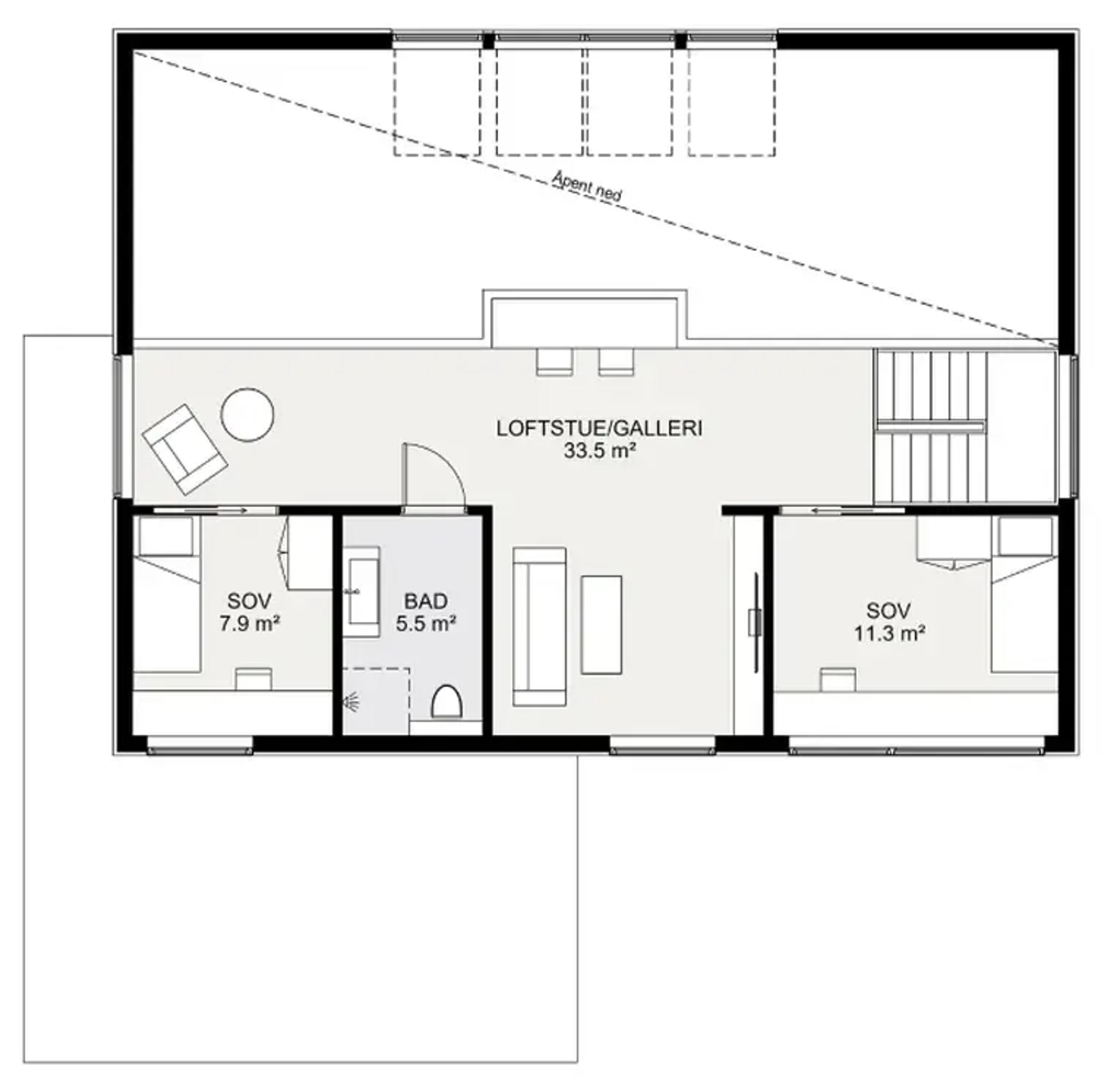 Byåsen plantegning 2. etg