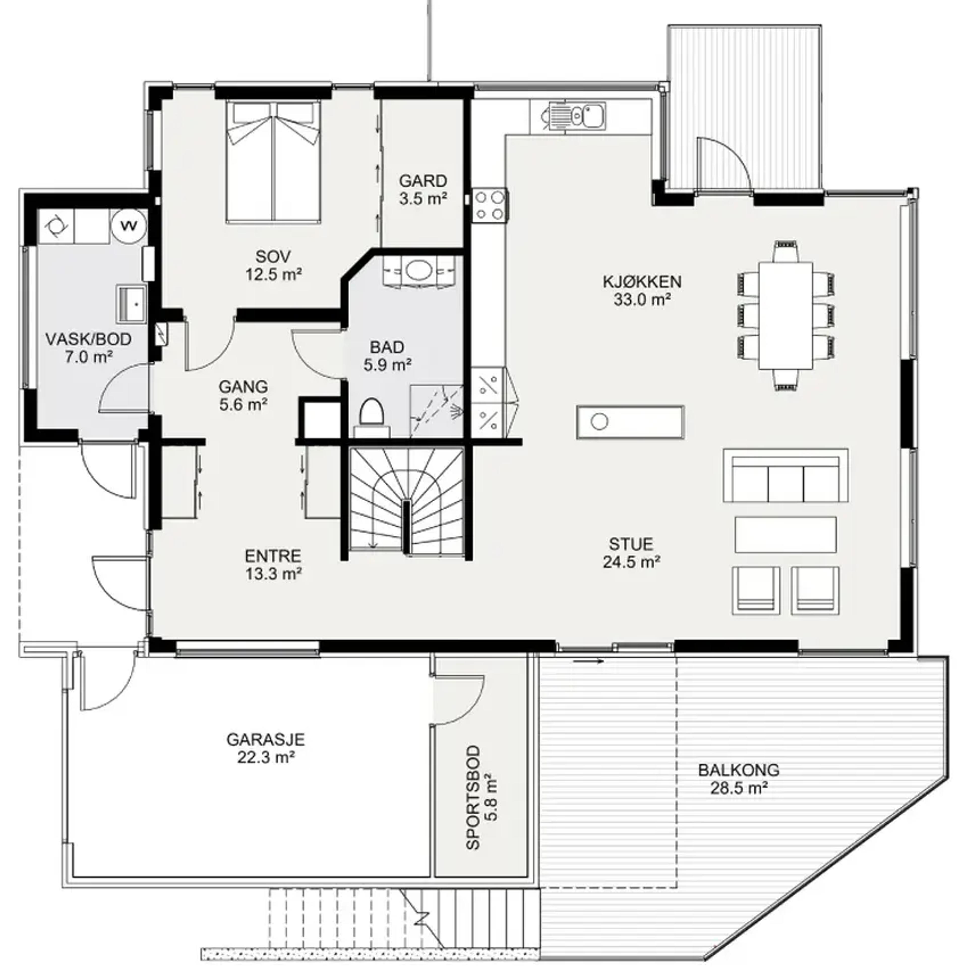 Signatur 302 plantegning 1. etg