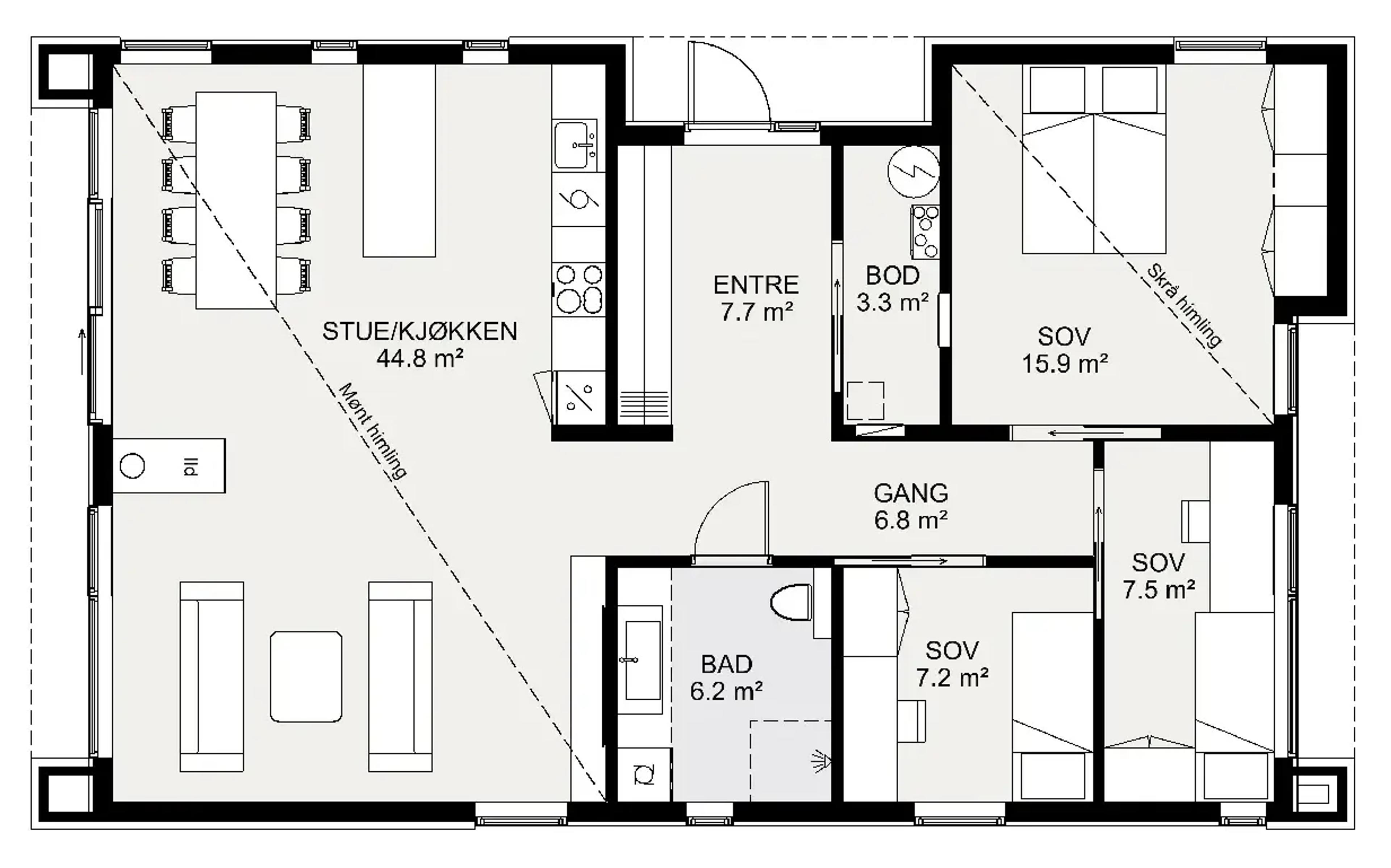 Strand plantegning 1. etg