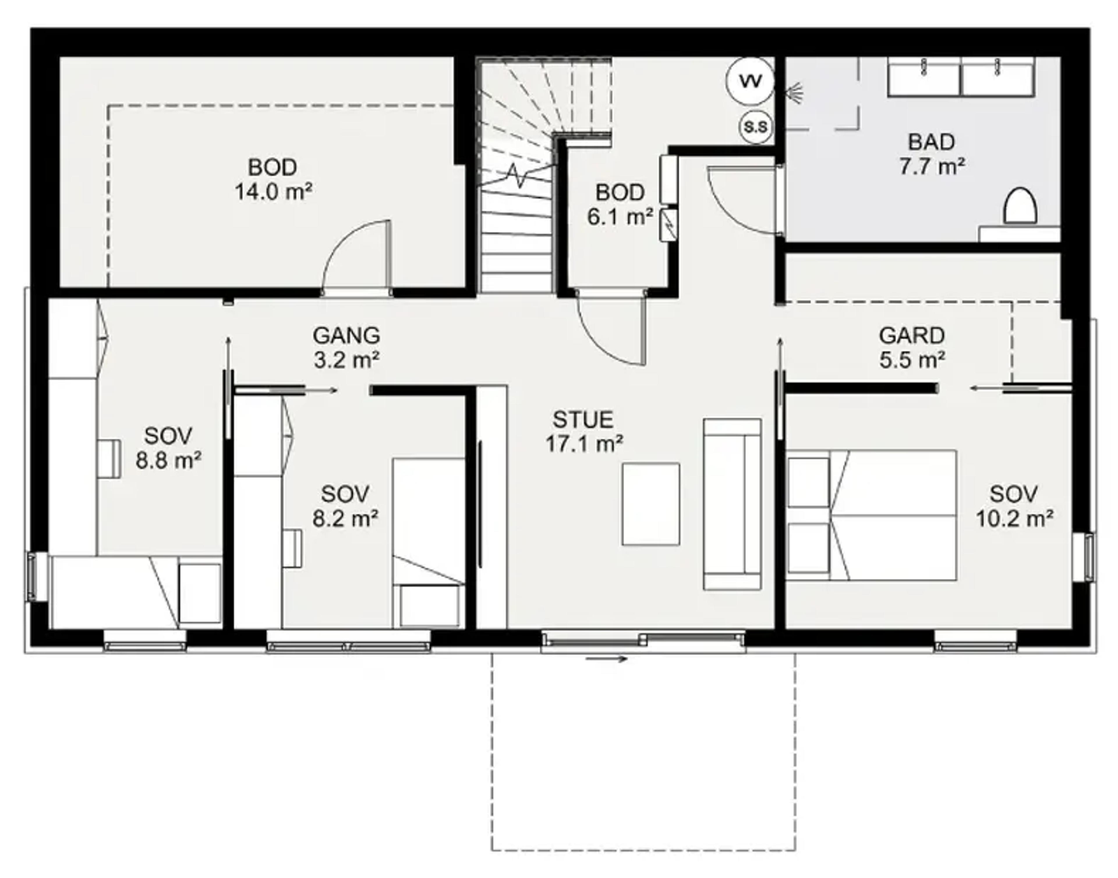 Hovin plantegning 2. etg