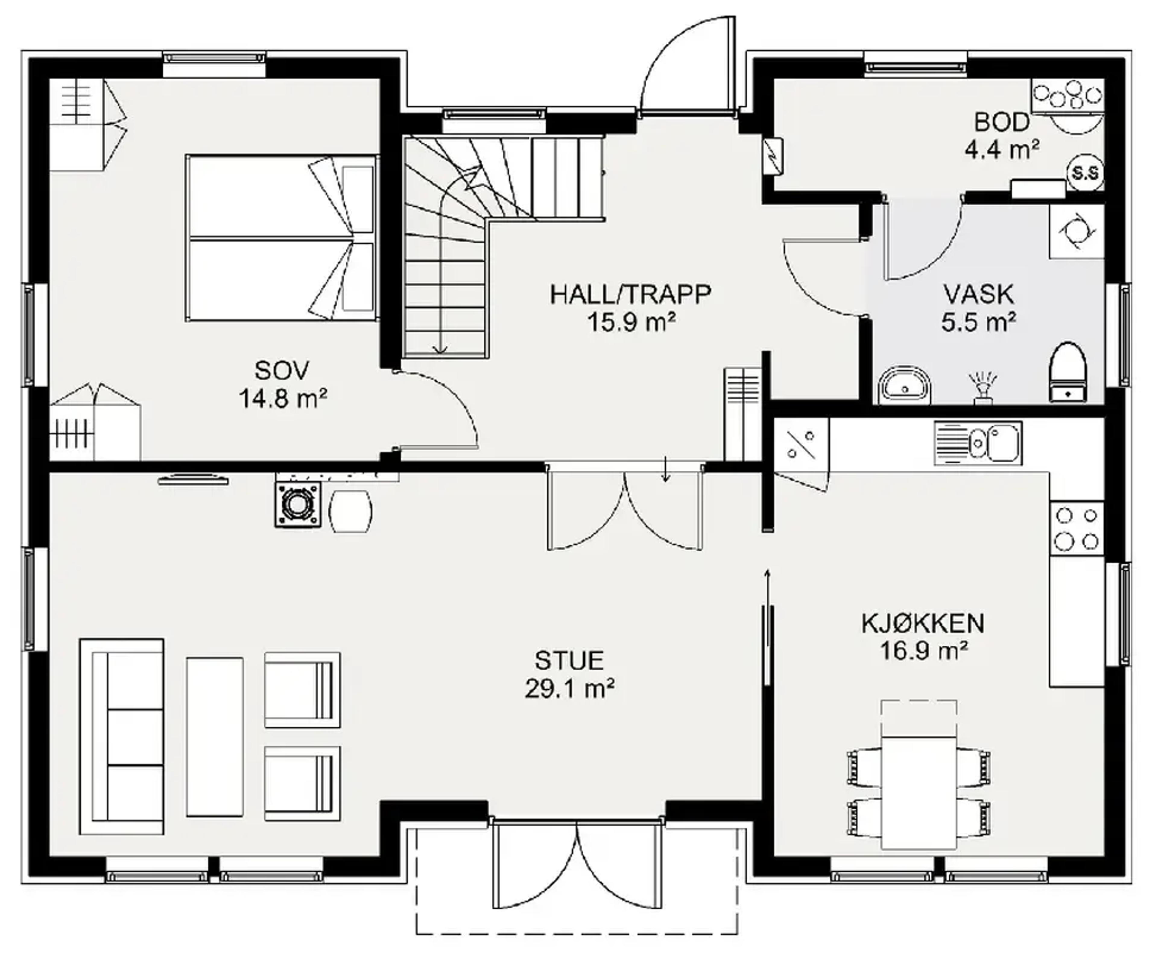 Kine plantegning 1. etg