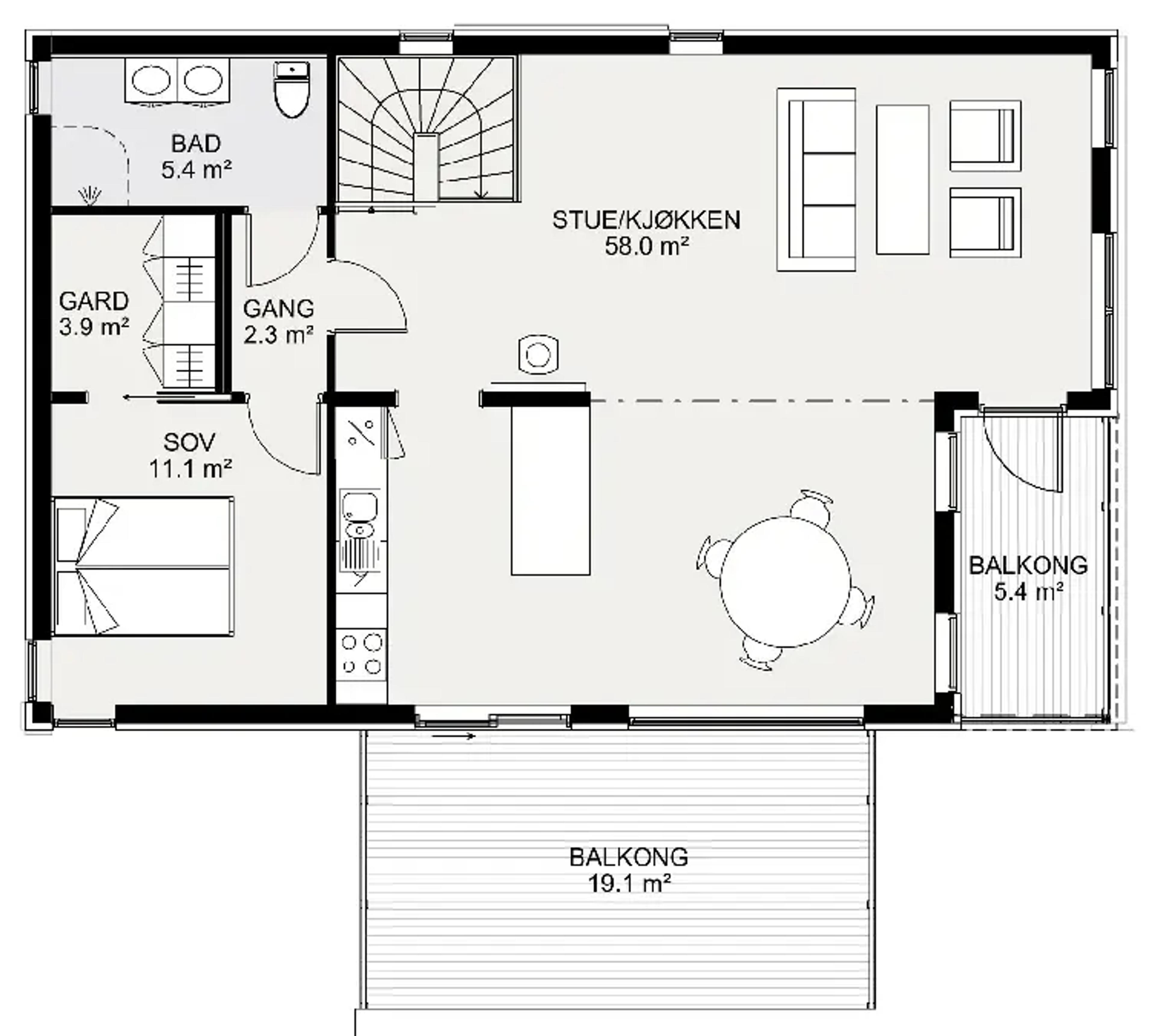 Signatur 303 plantegning 2. etg