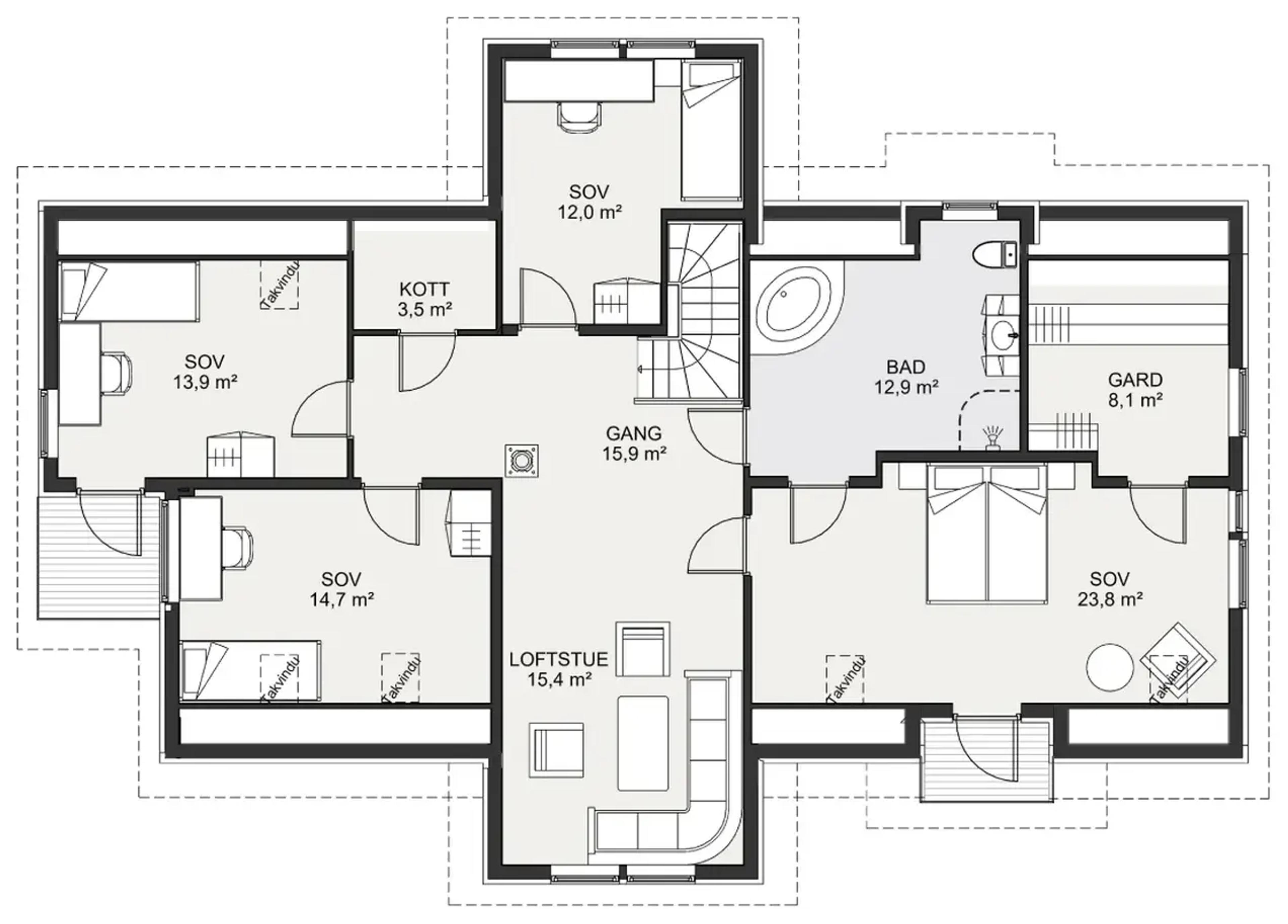 Nestun plantegning 2. etg
