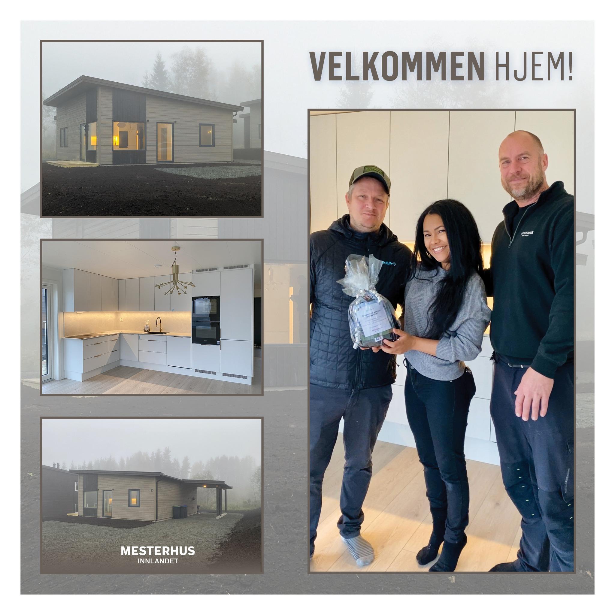 Stolte boligeiere av eneboligen Kvant fra Mesterhus Innlandet