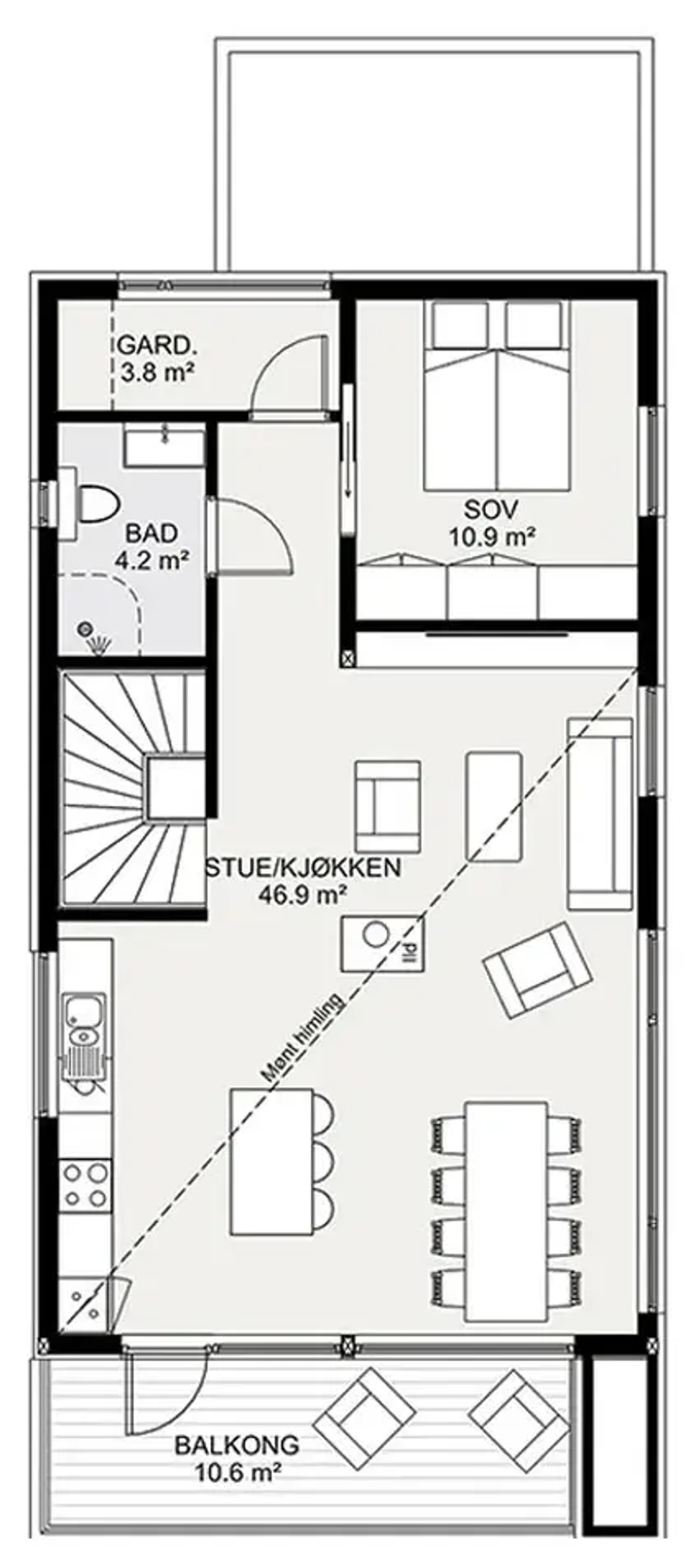 Alta for flat tomt plantegning 2. etg