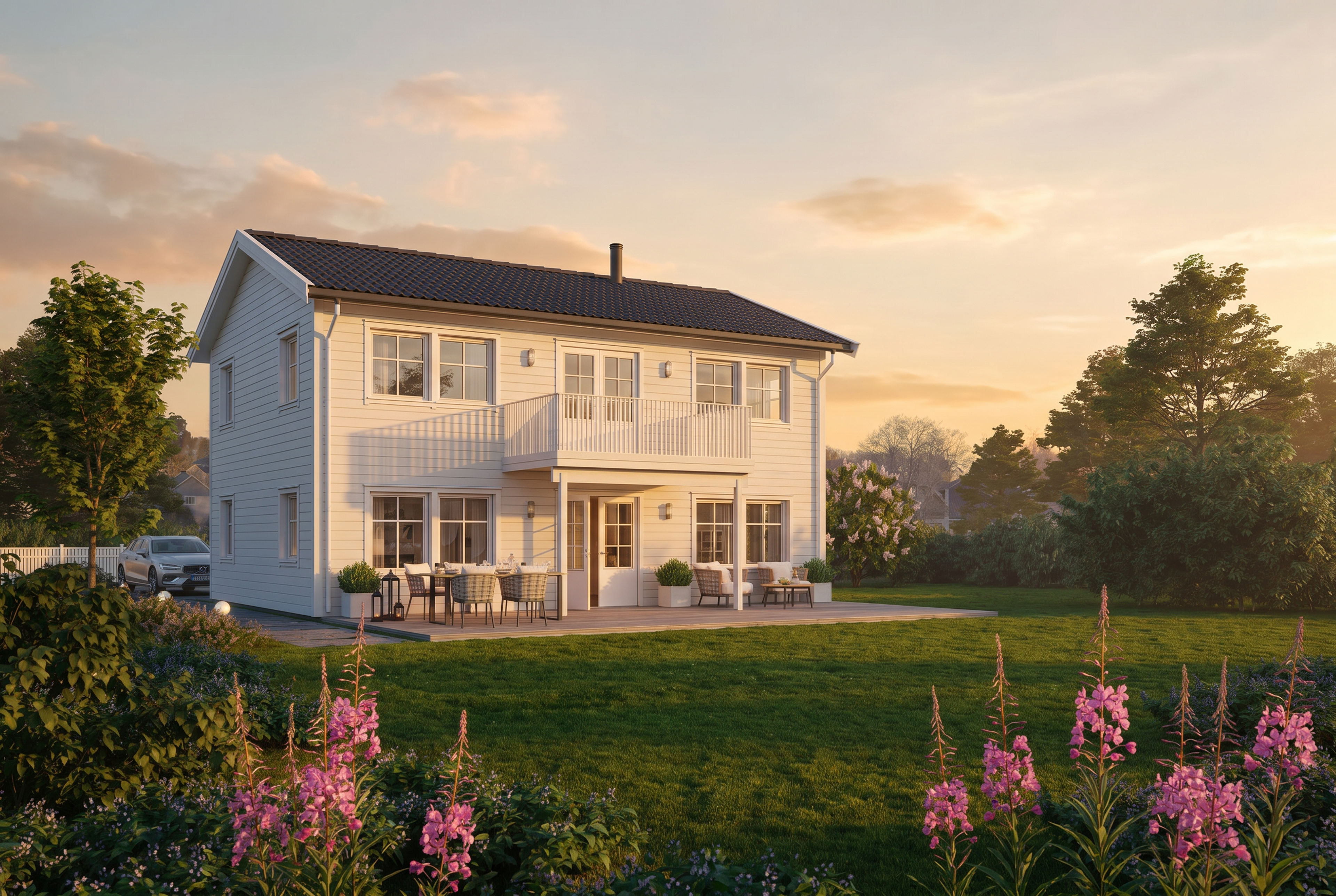 Mesterhus Silje er et symmetrisk og vakkert hus i klassisk stil