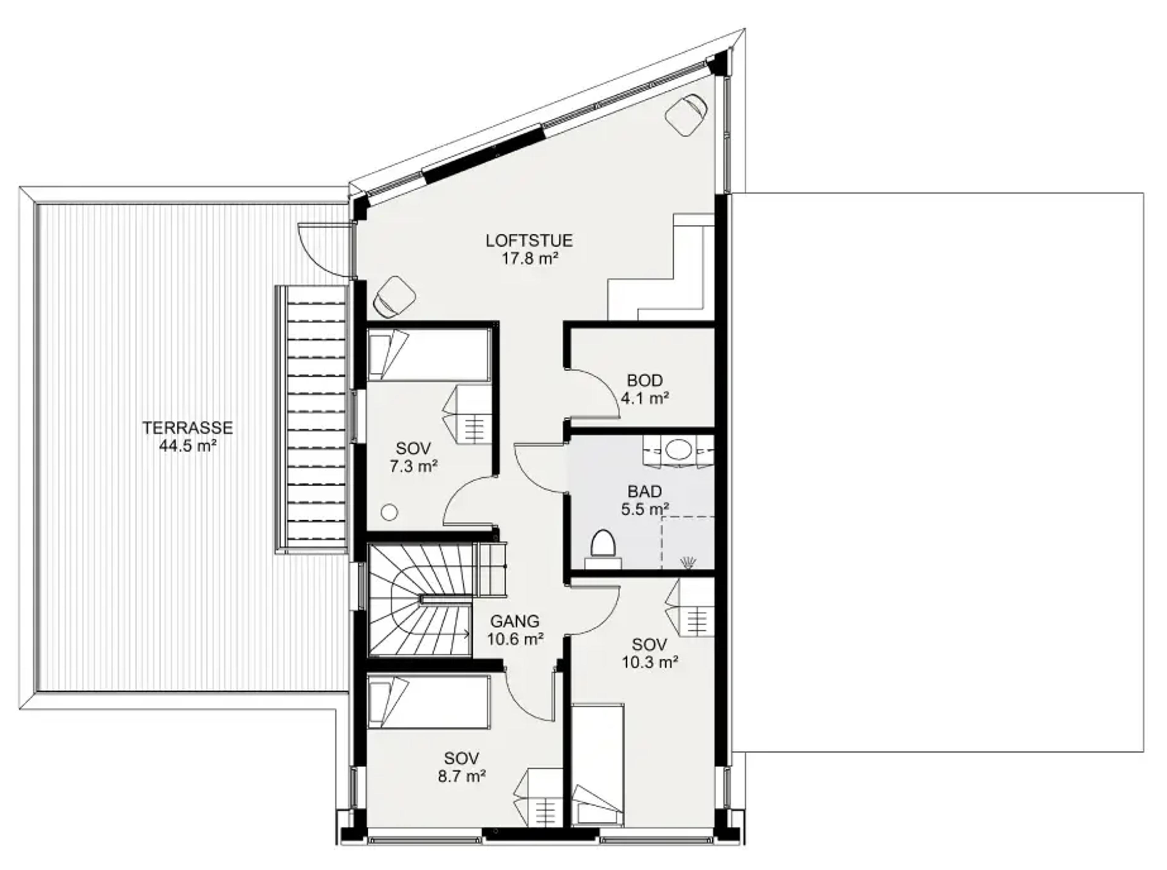 Signatur 307 plantegning 2. etg