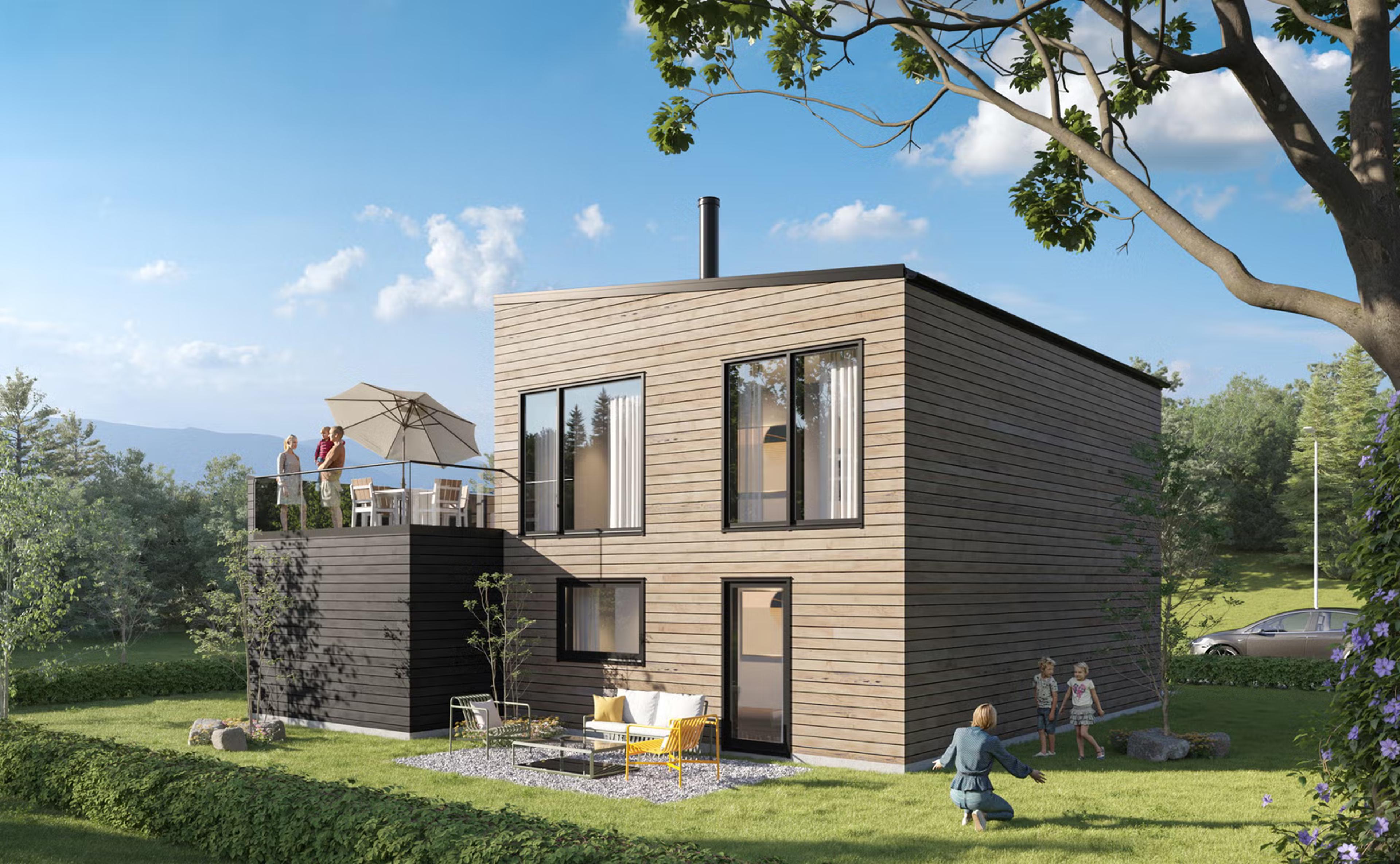 Moderne enebolig med carport, 3–4 soverom og store vindusflater