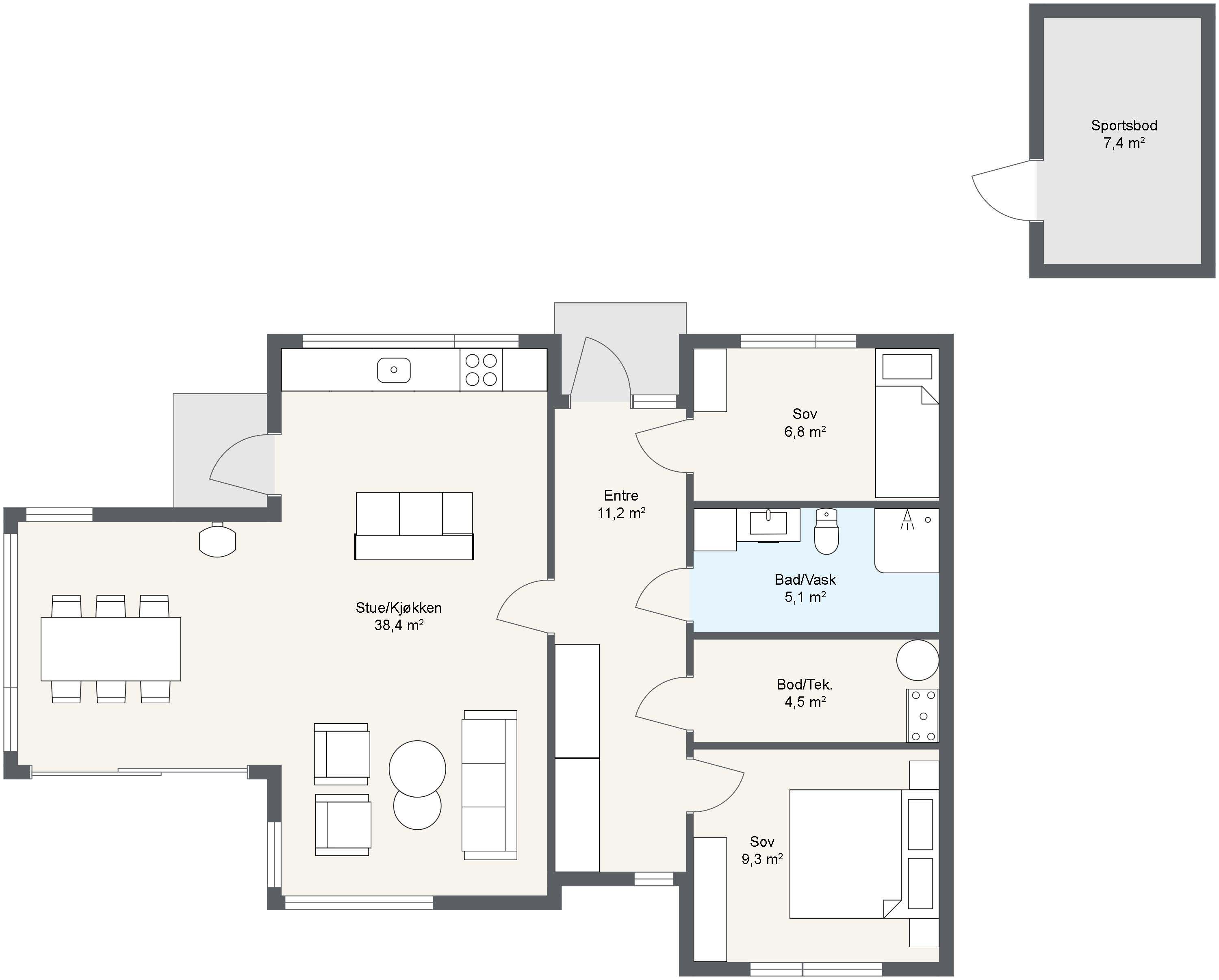 Plantegning 1. ETG — Mesterhus Viste