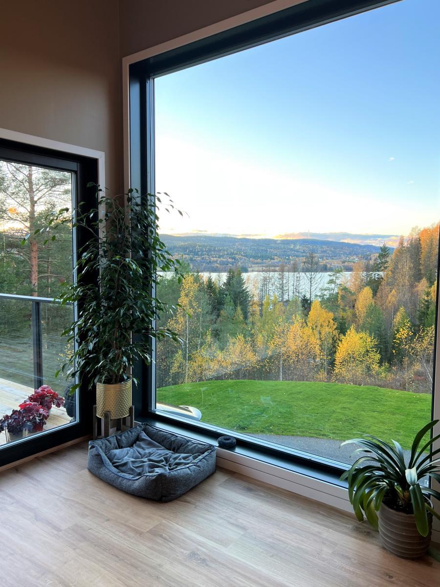 Det er nesten så man får naturen inn i stua gjennom de flotte vinduene.