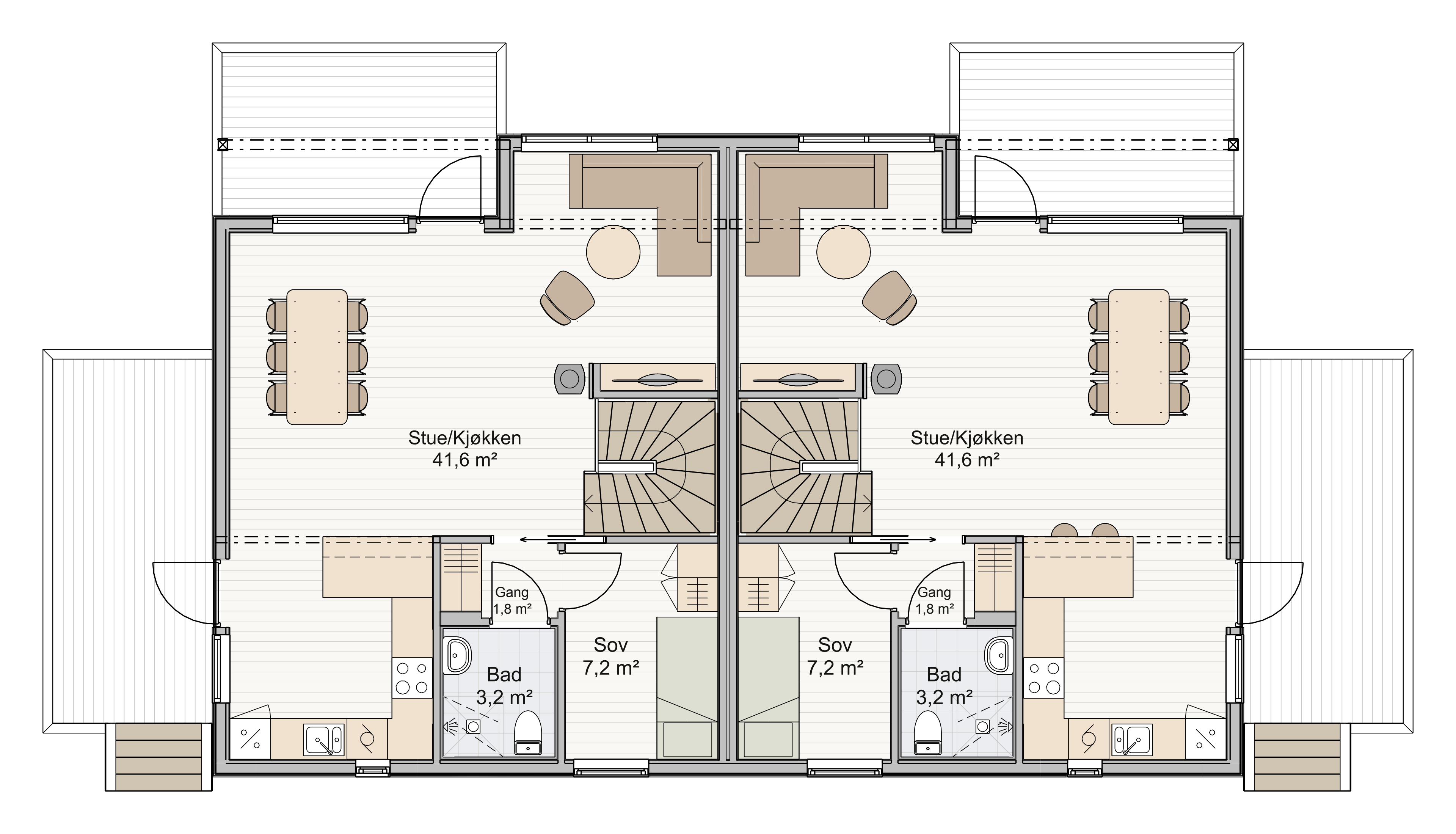 Duo plantegning hovedplan