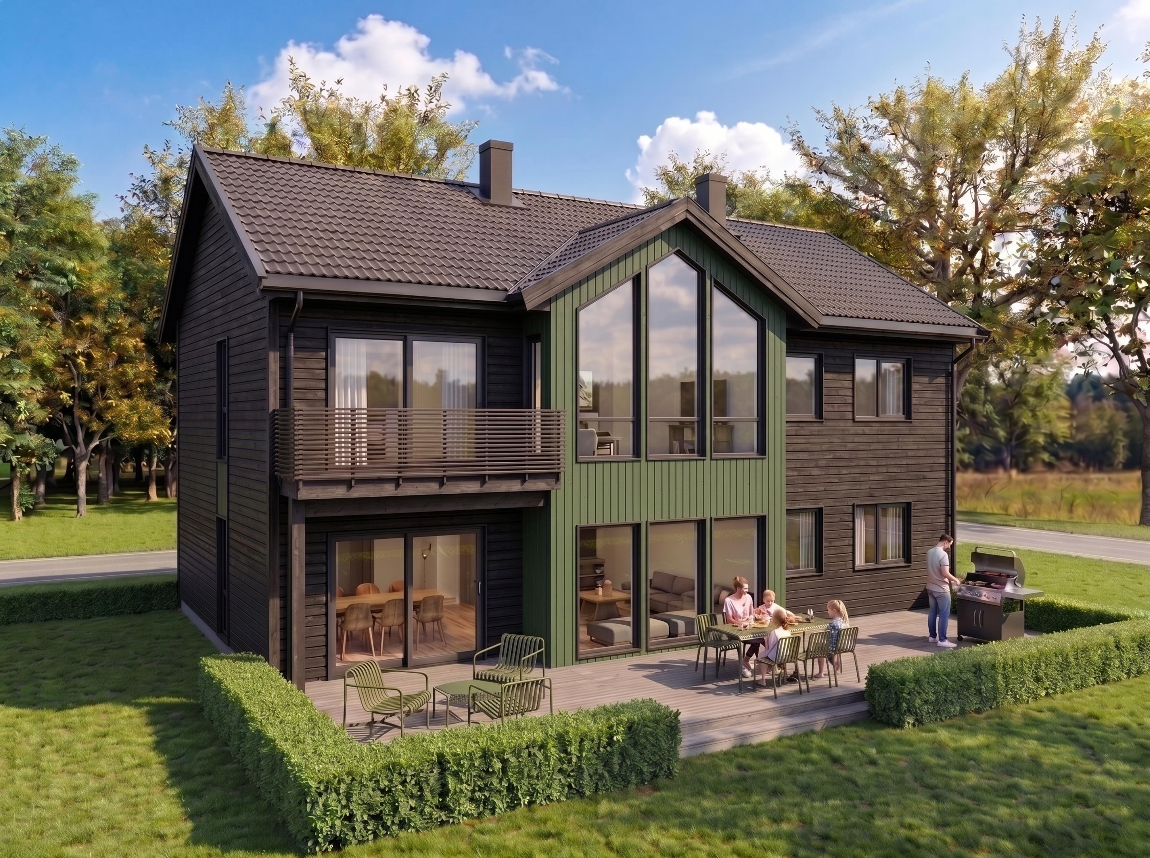 Klassisk og moderne hus med utleiedel fra Nordbohus