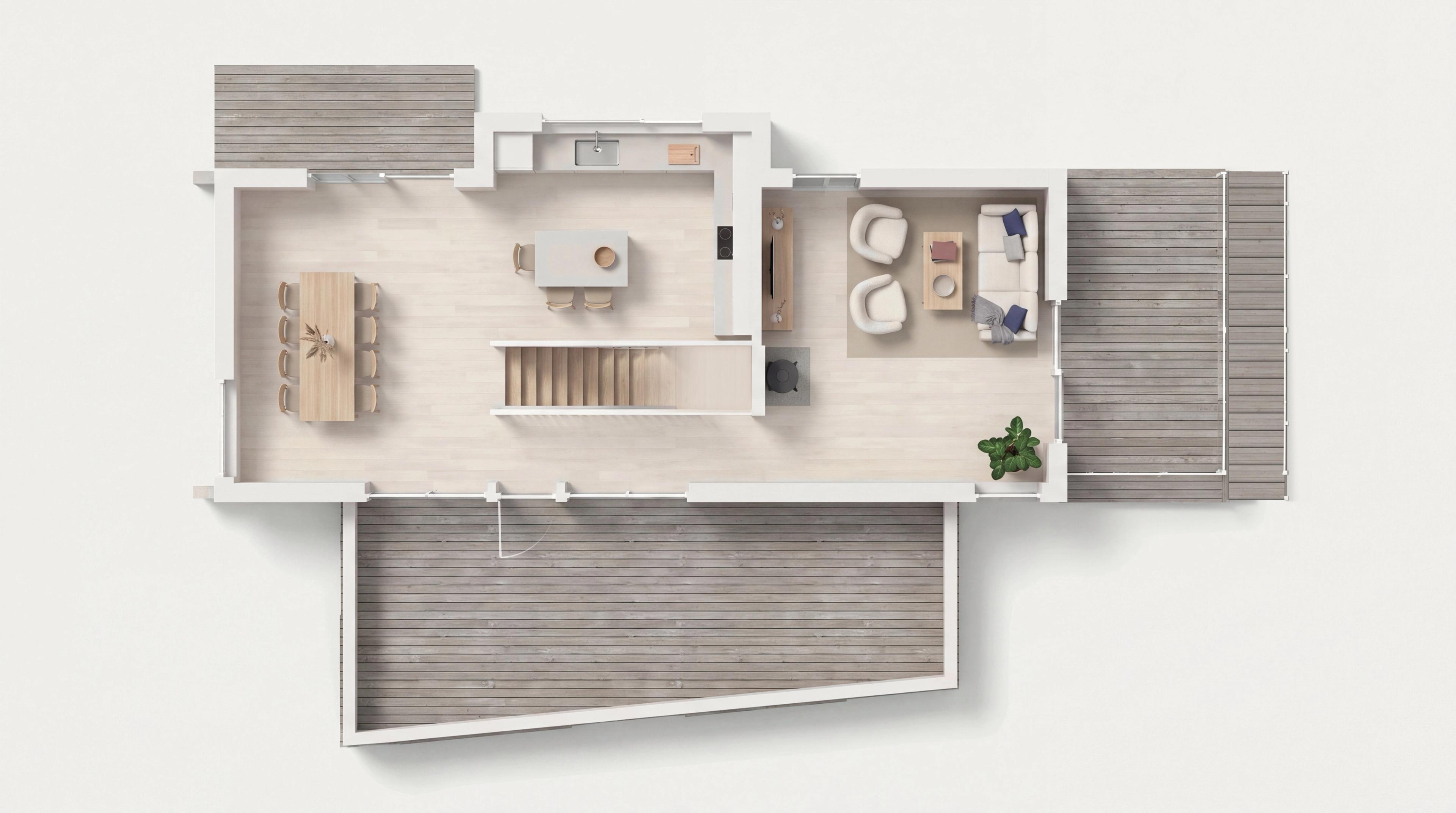 3D-plantegning Kontur 1. etasje