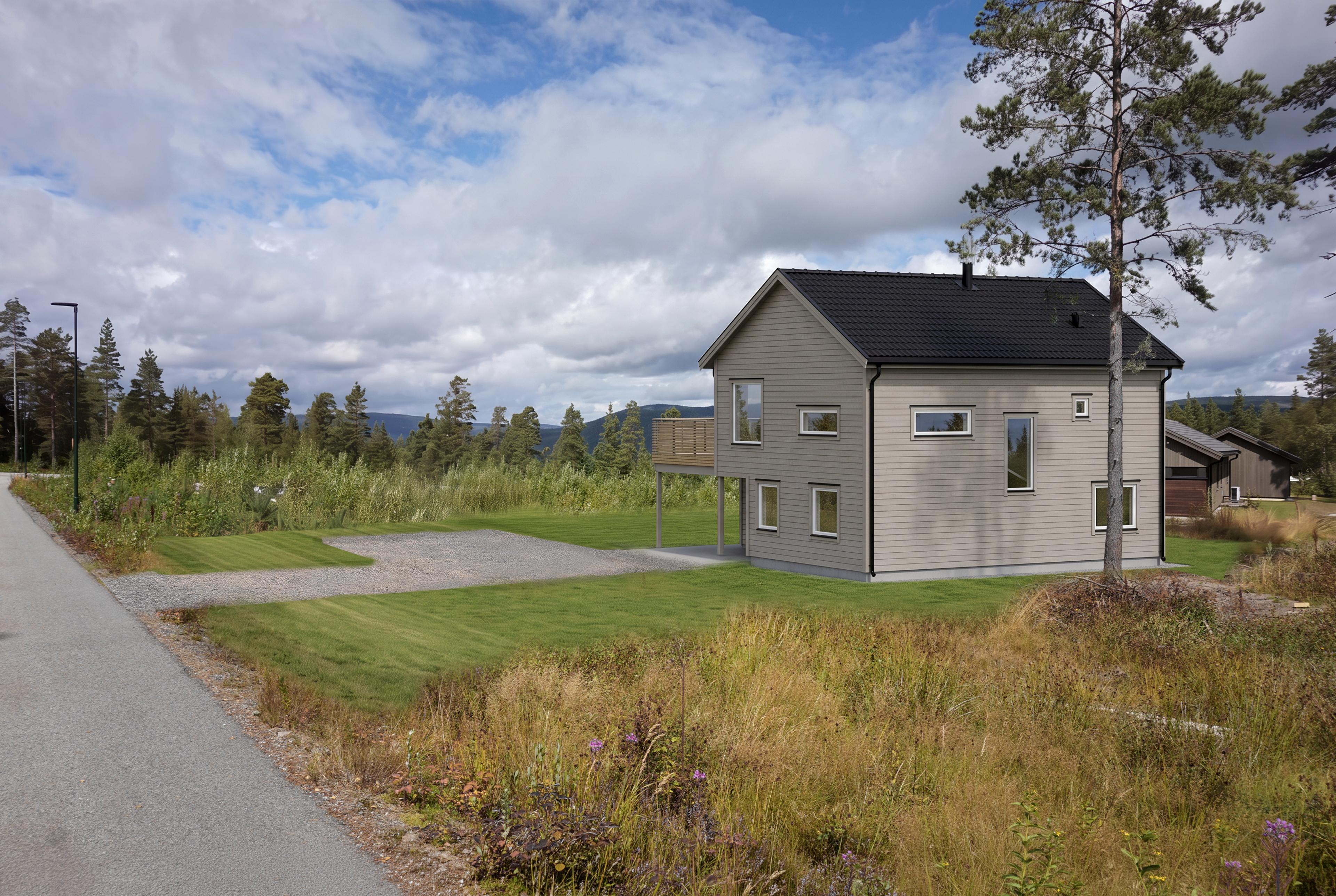 3D illustrasjon på eksteriør av bolig