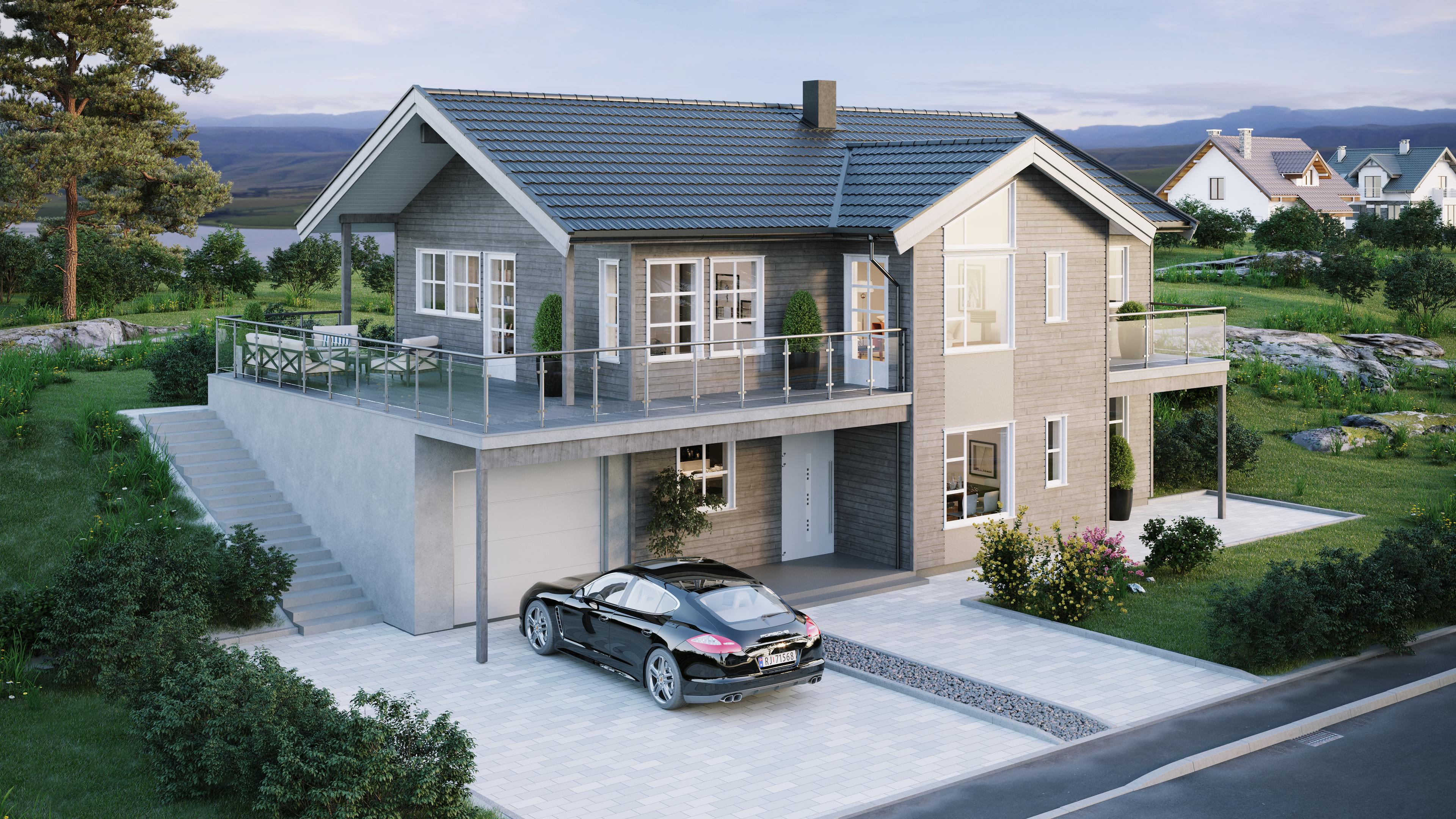 Grått hus med tak fra Mataki