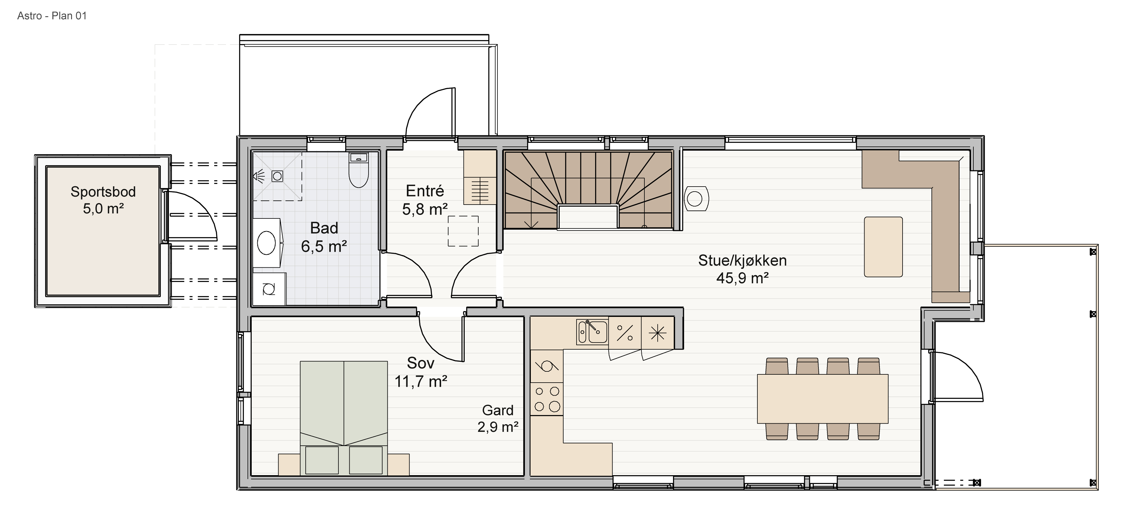 Planløsning Astro 1. etg