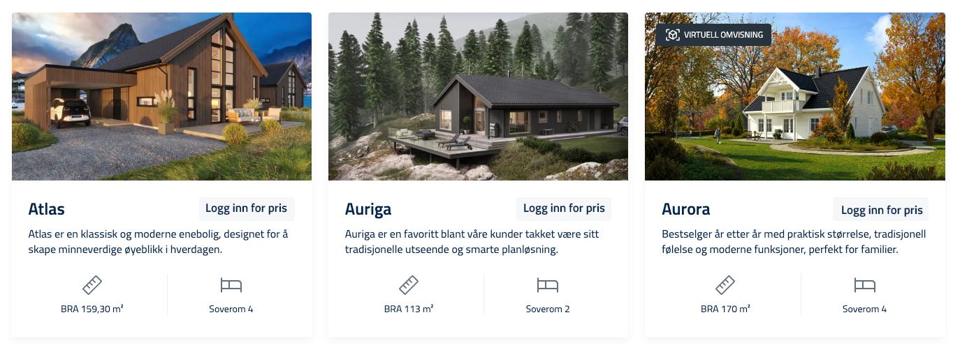 Skjermbilde av alternative hus