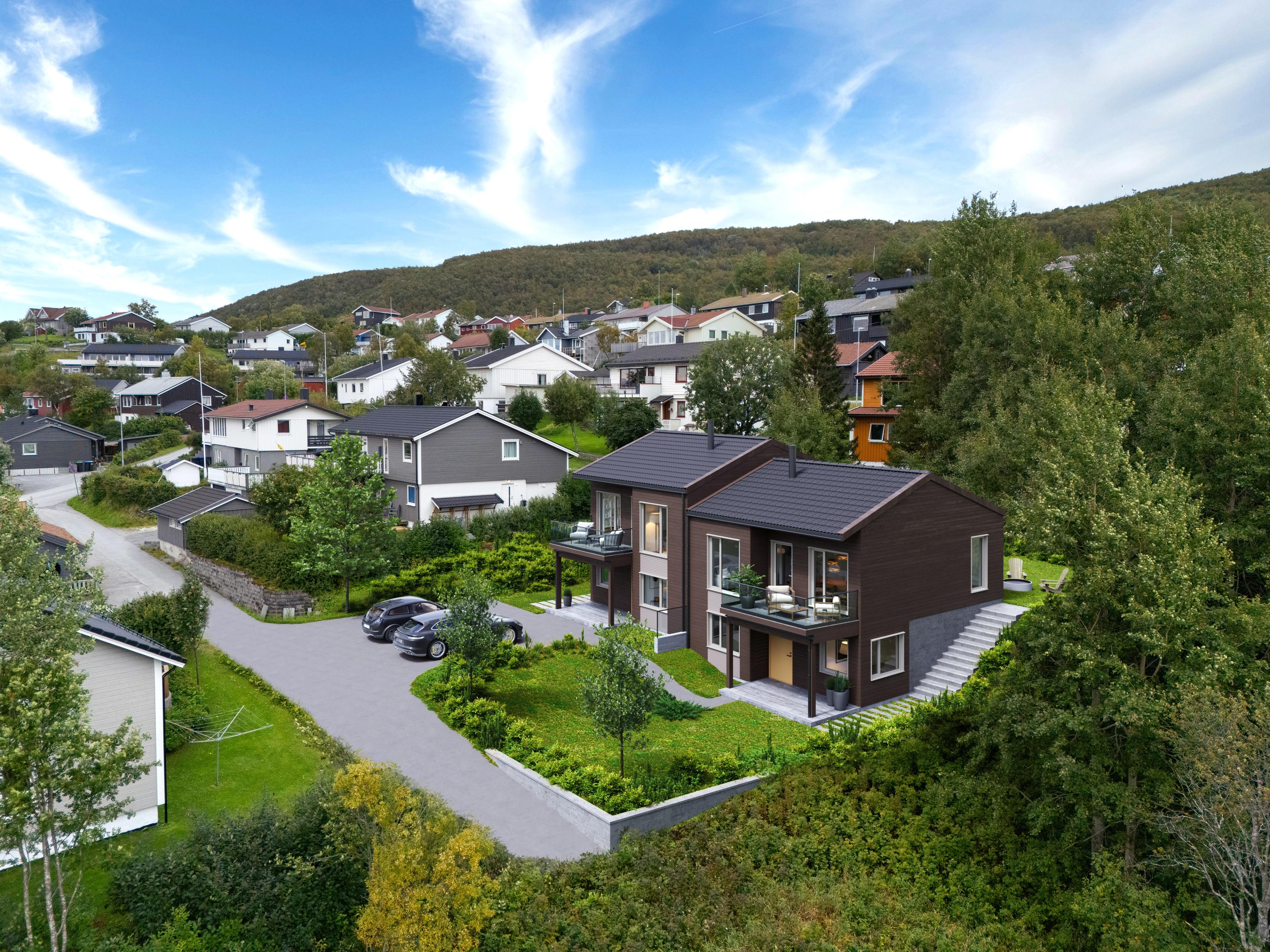 Velkommen til Ole Tobias Olsens vei! Her bygges nye tomannsboliger med god utsikt og gode solforhold.