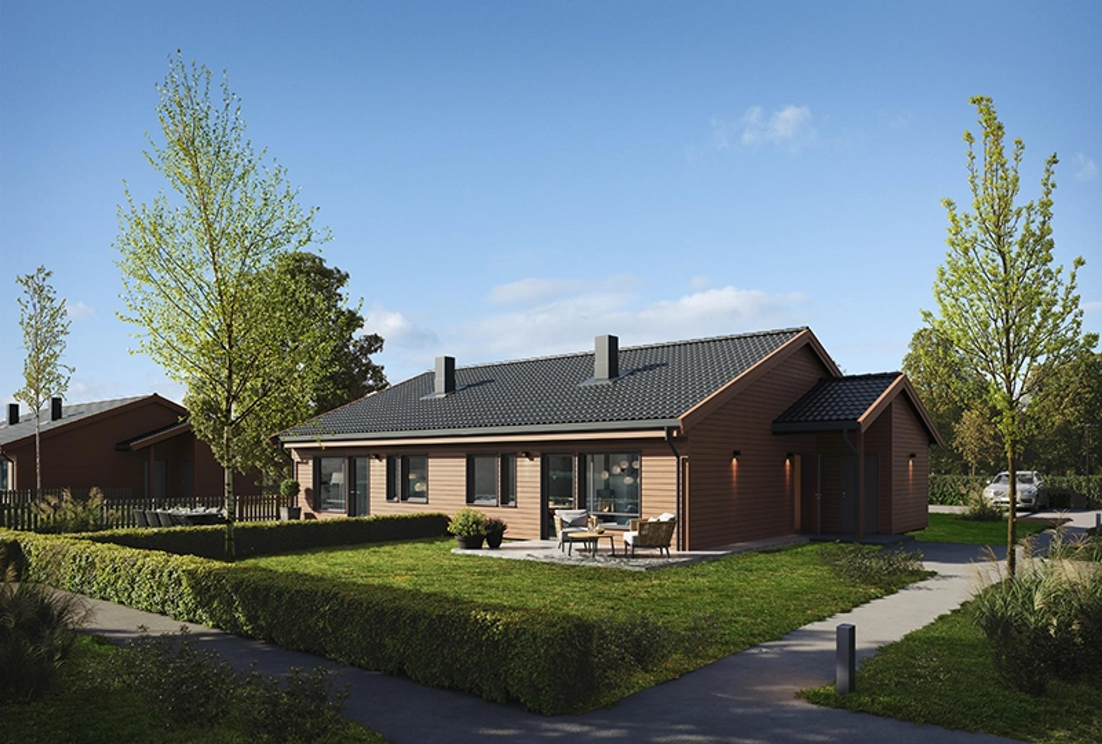 En praktisk tomannsbolig med alle rom på ett plan.