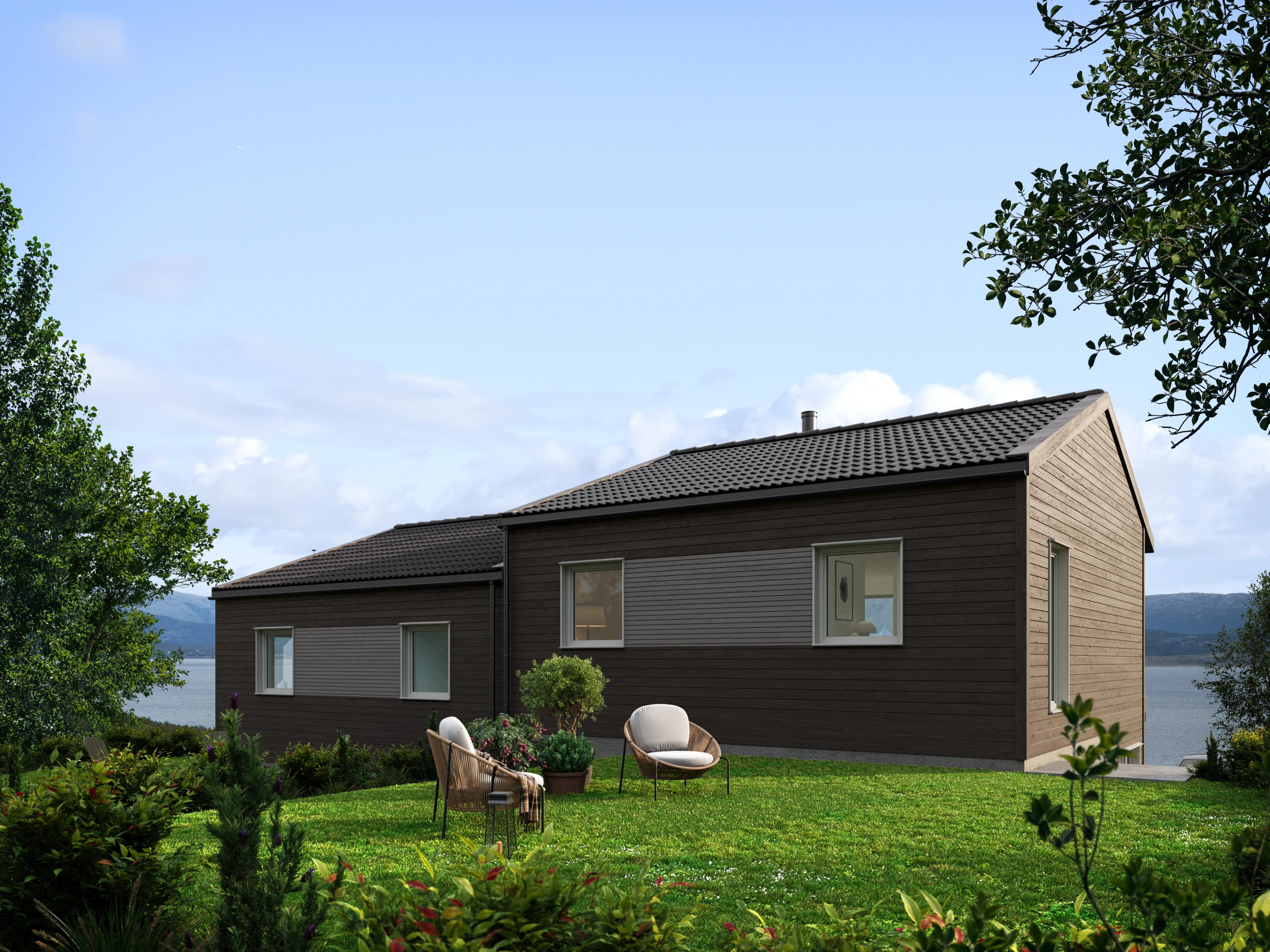 Gode solforhold døgnet rundt. Et prosjekt oppført av Byggalf AS - en del av Nordbohuskjeden. (Det blir avvik på utsikten med at foranliggende bebyggelse ikke vises i illustrasjonen.)