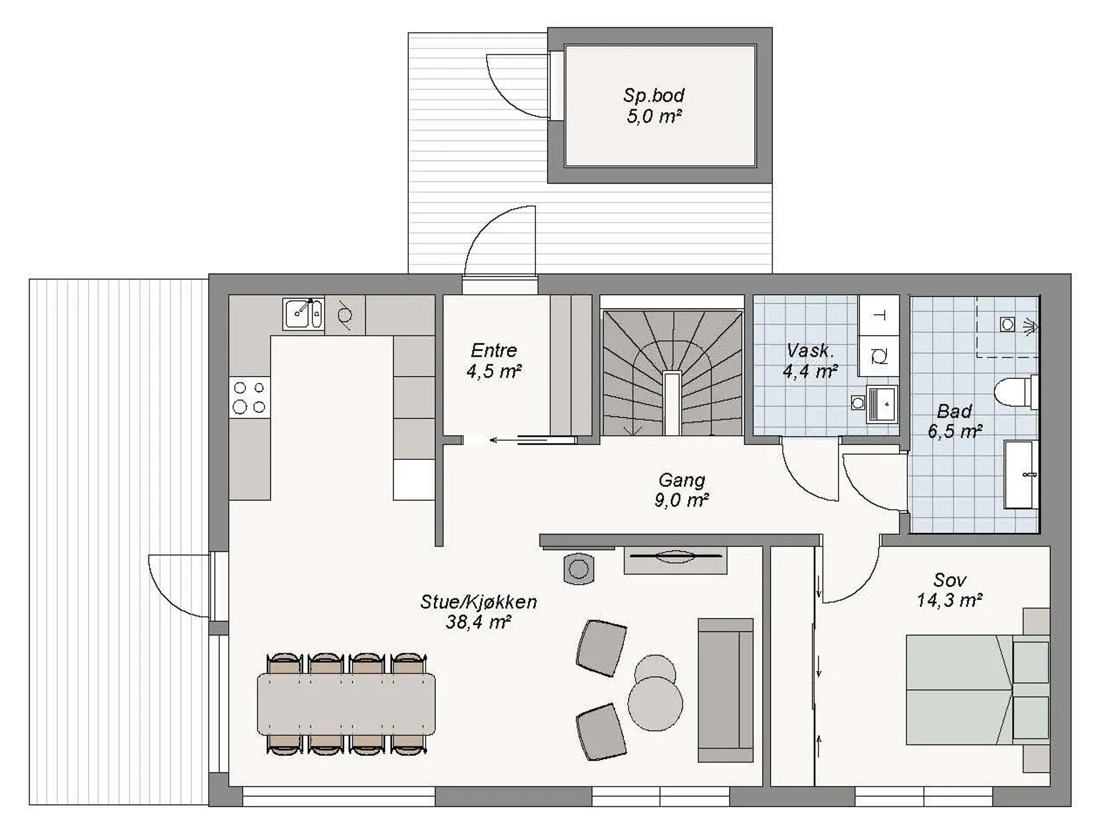 Mira plantegning 1. etg