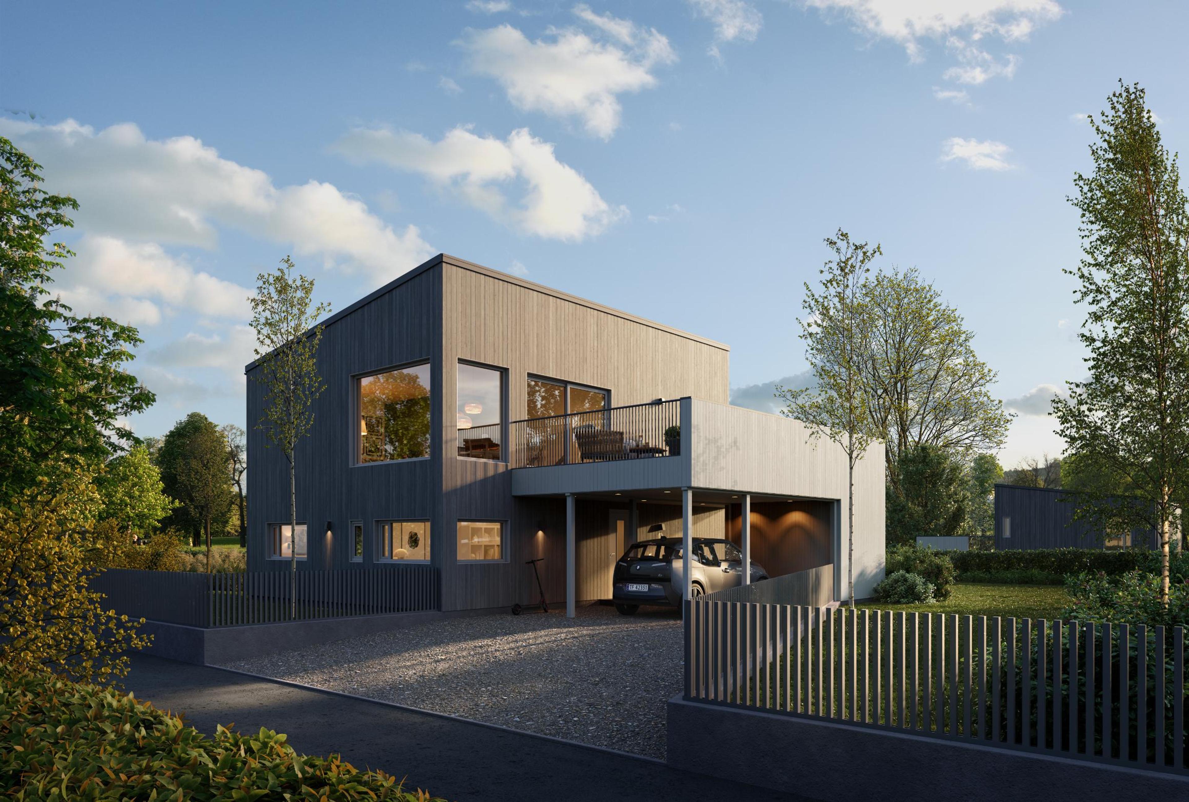 Enebolig med carport og terrasse fra Nordbohus