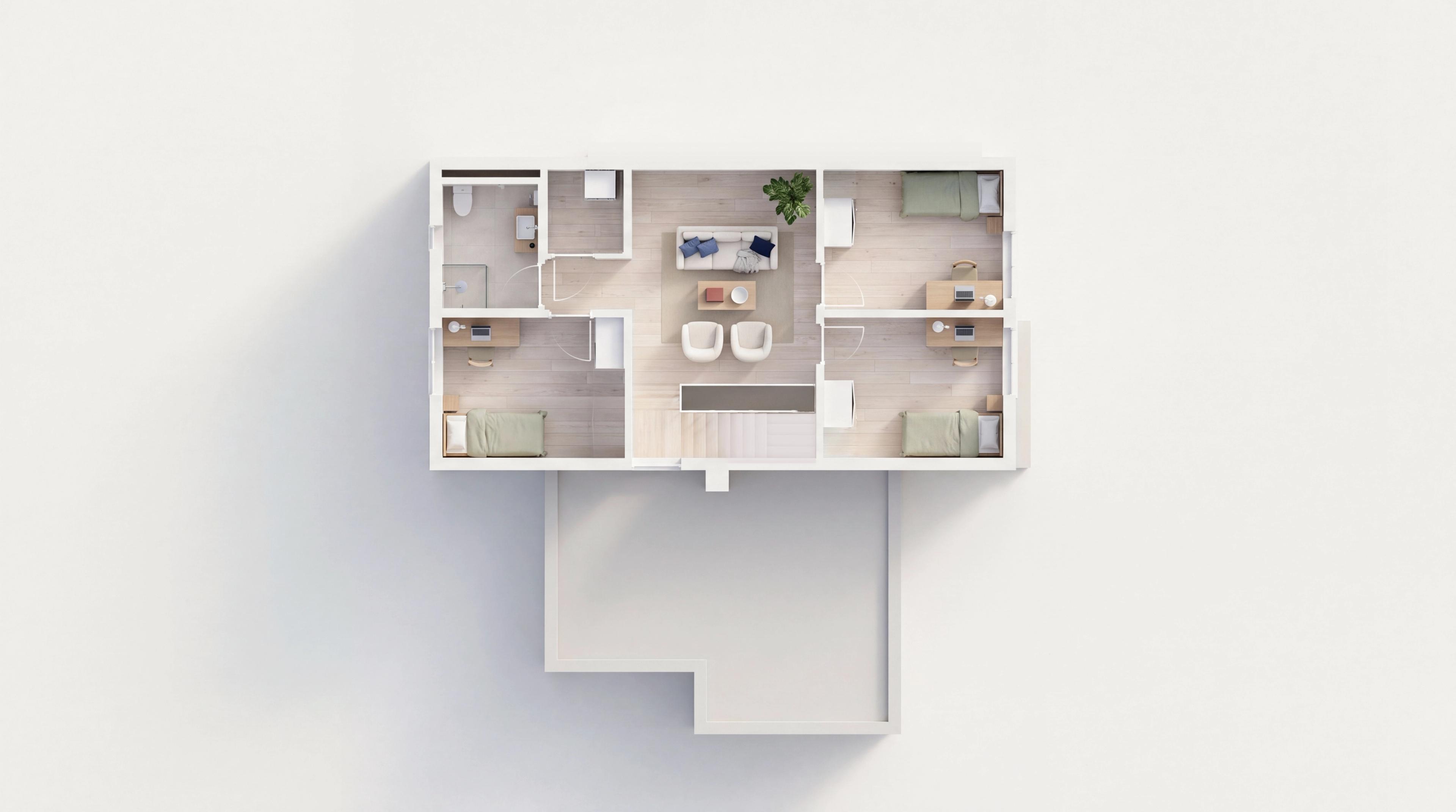 3D-plantegning Nukleus 2. etasje