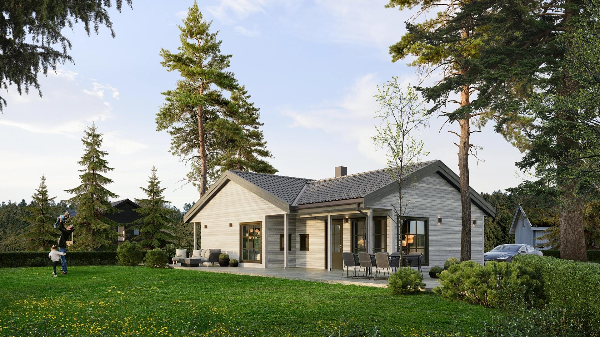 Enebolig på ett plan fra Nordbohus