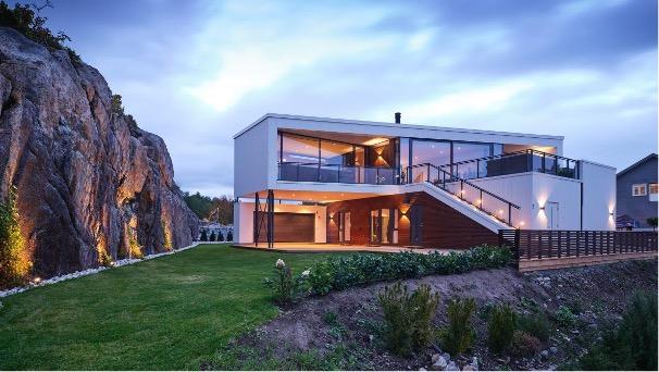 Arkitekttegnet funkis hus levert av Nordbohus