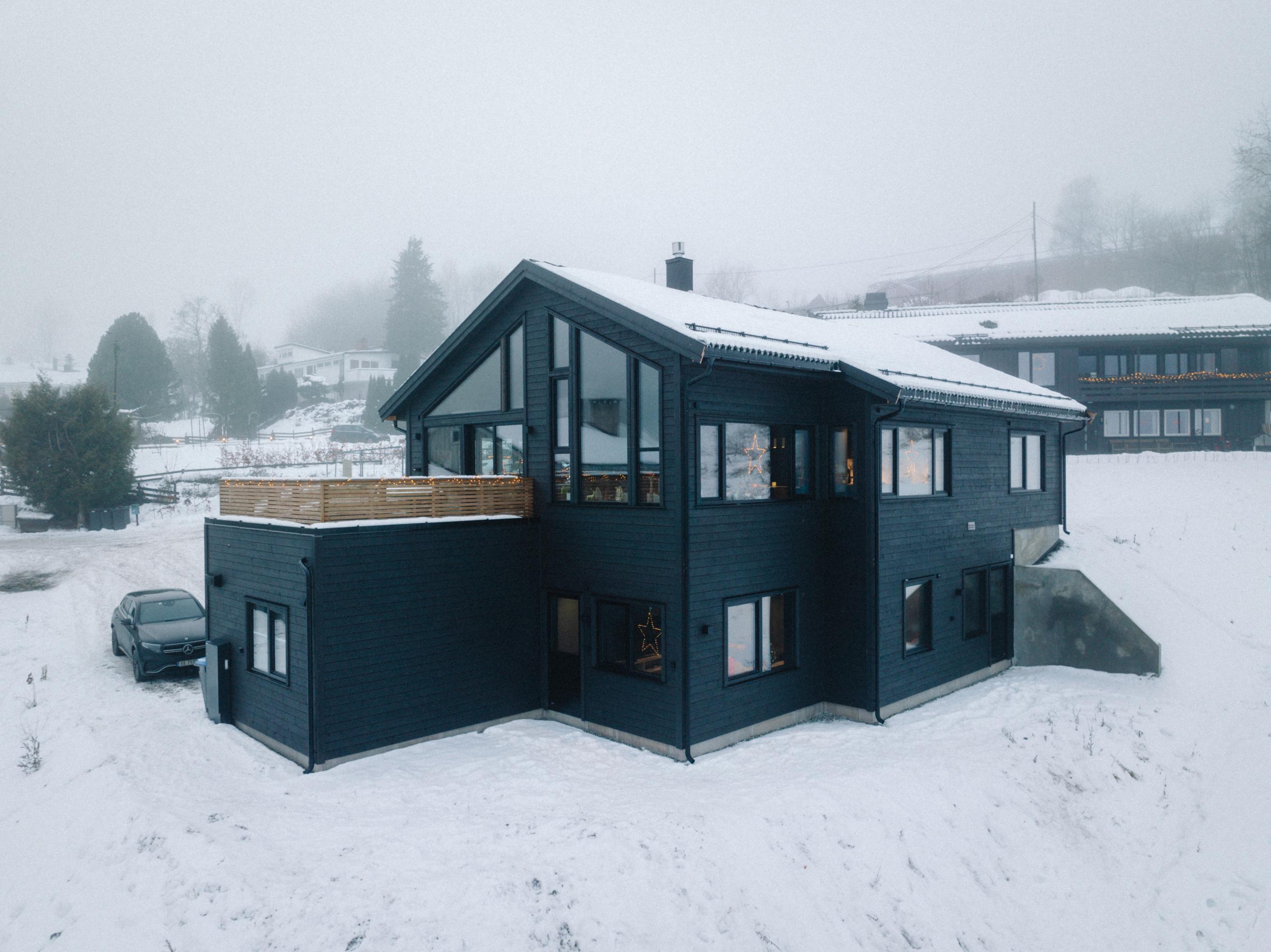Arkitekttegnet hus som har tatt utgangspunkt i husmodellen Astro fra Nordbohus