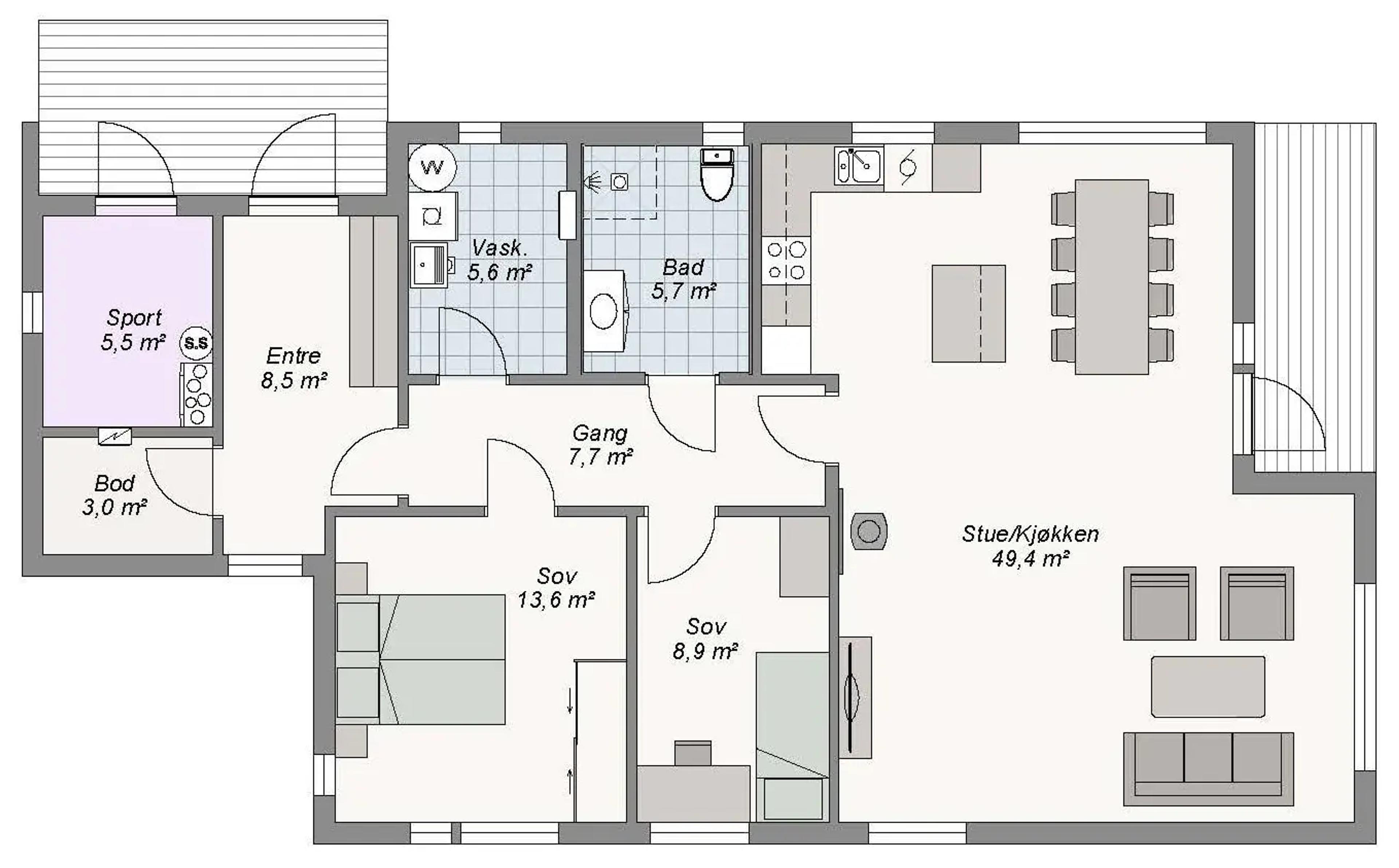 Planløsning Auriga 1. etg