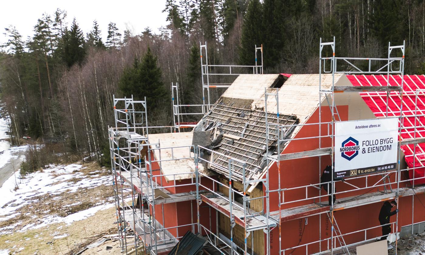 Hus under rehabilitering av Follo Bygg & Eiendom