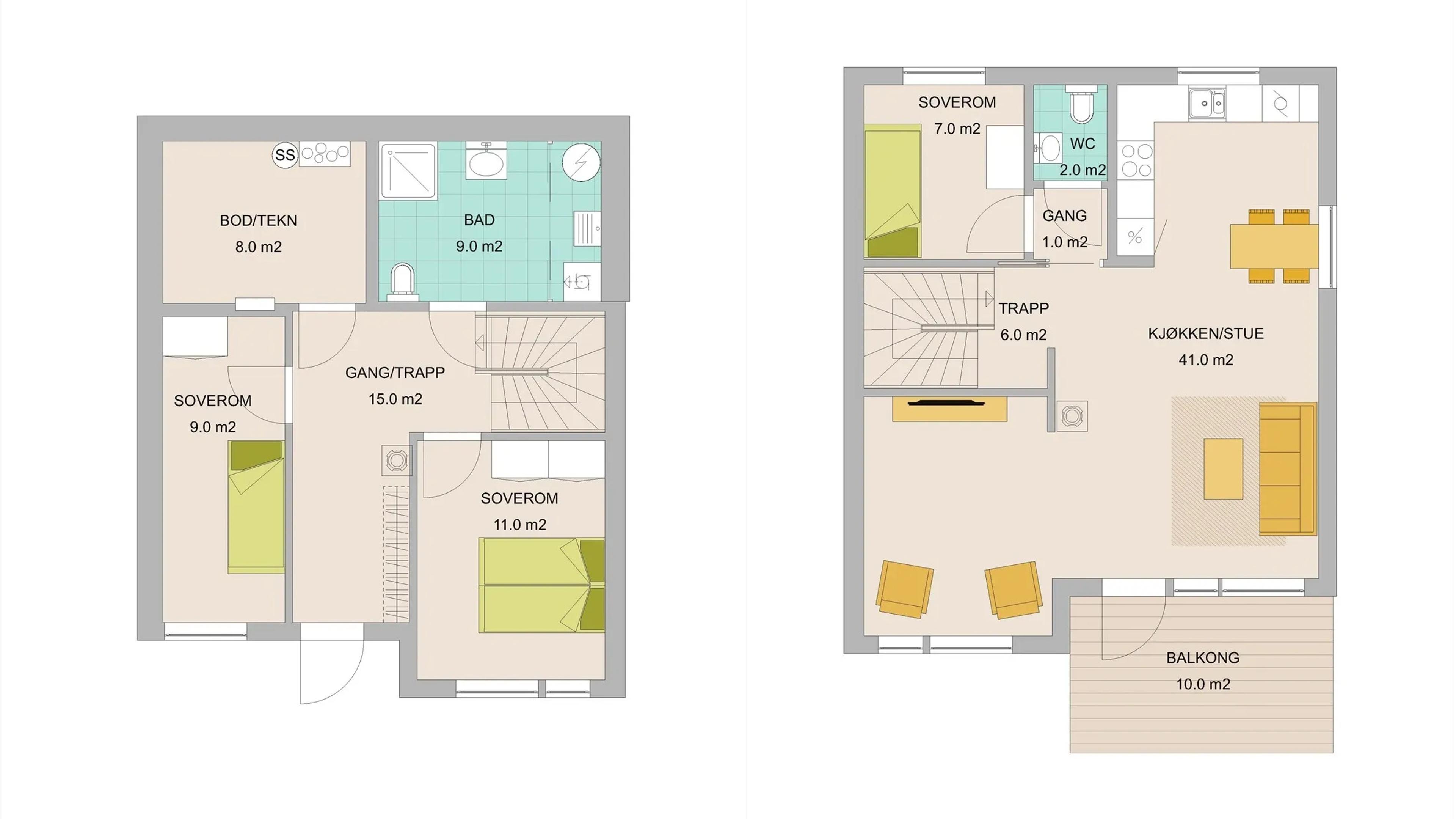 Plantegning av for bolig i øst.