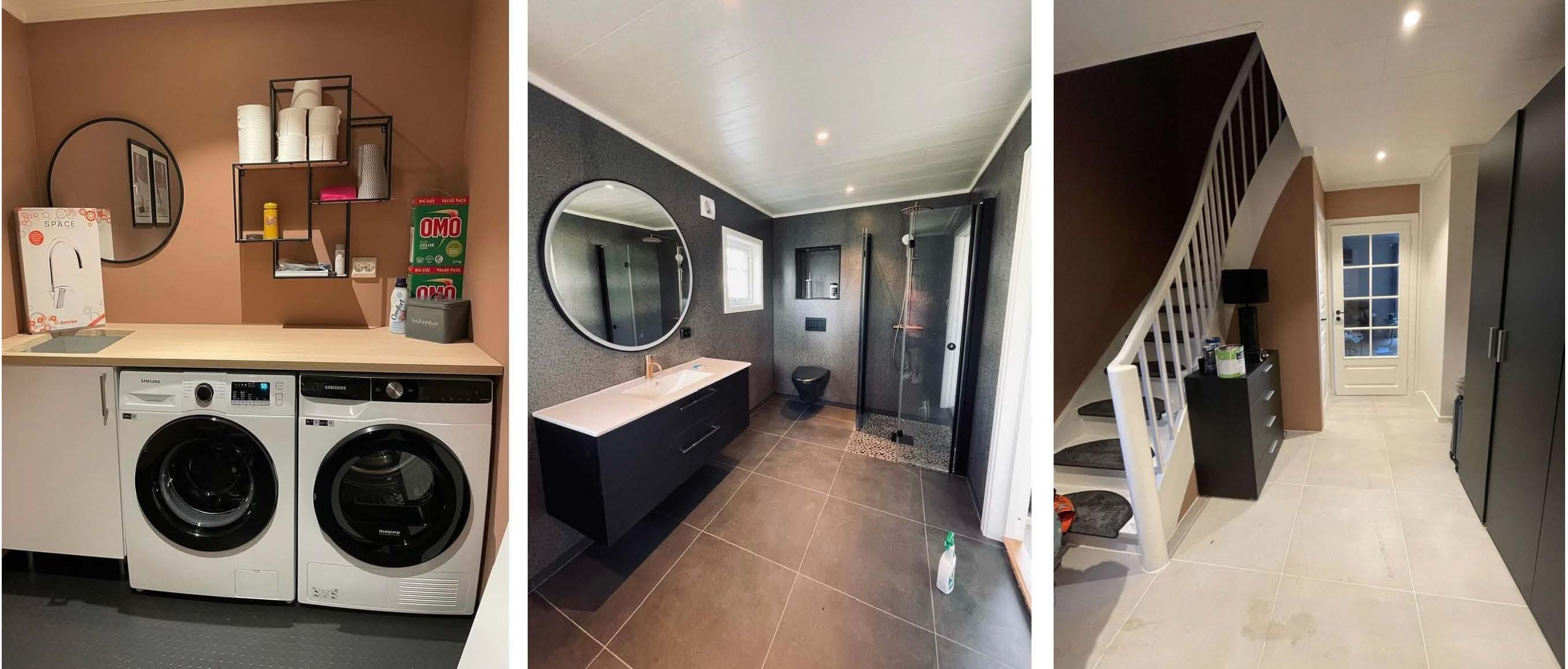 Nytt vaskerom, bad og entre
