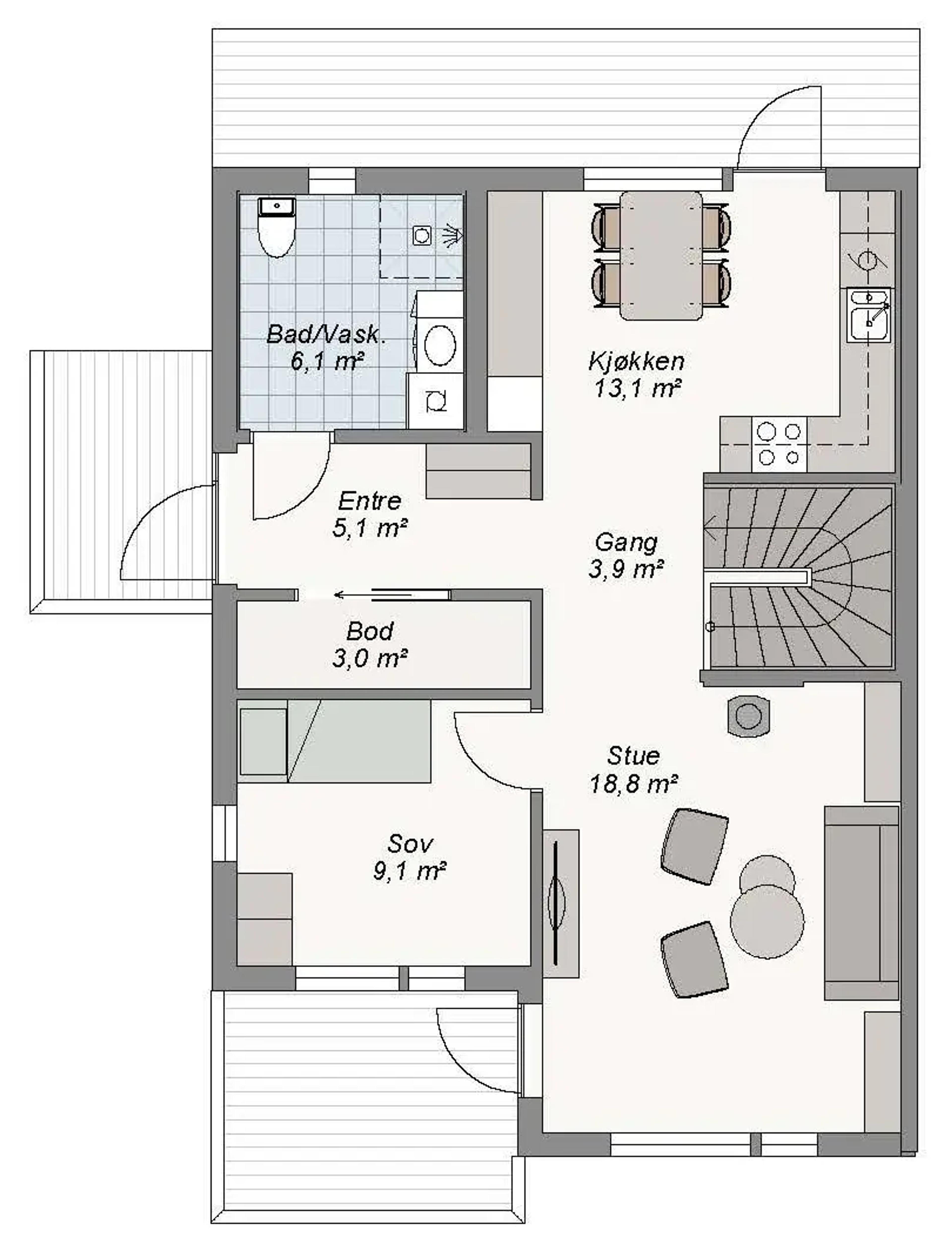 Planløsning Duett 1. etg