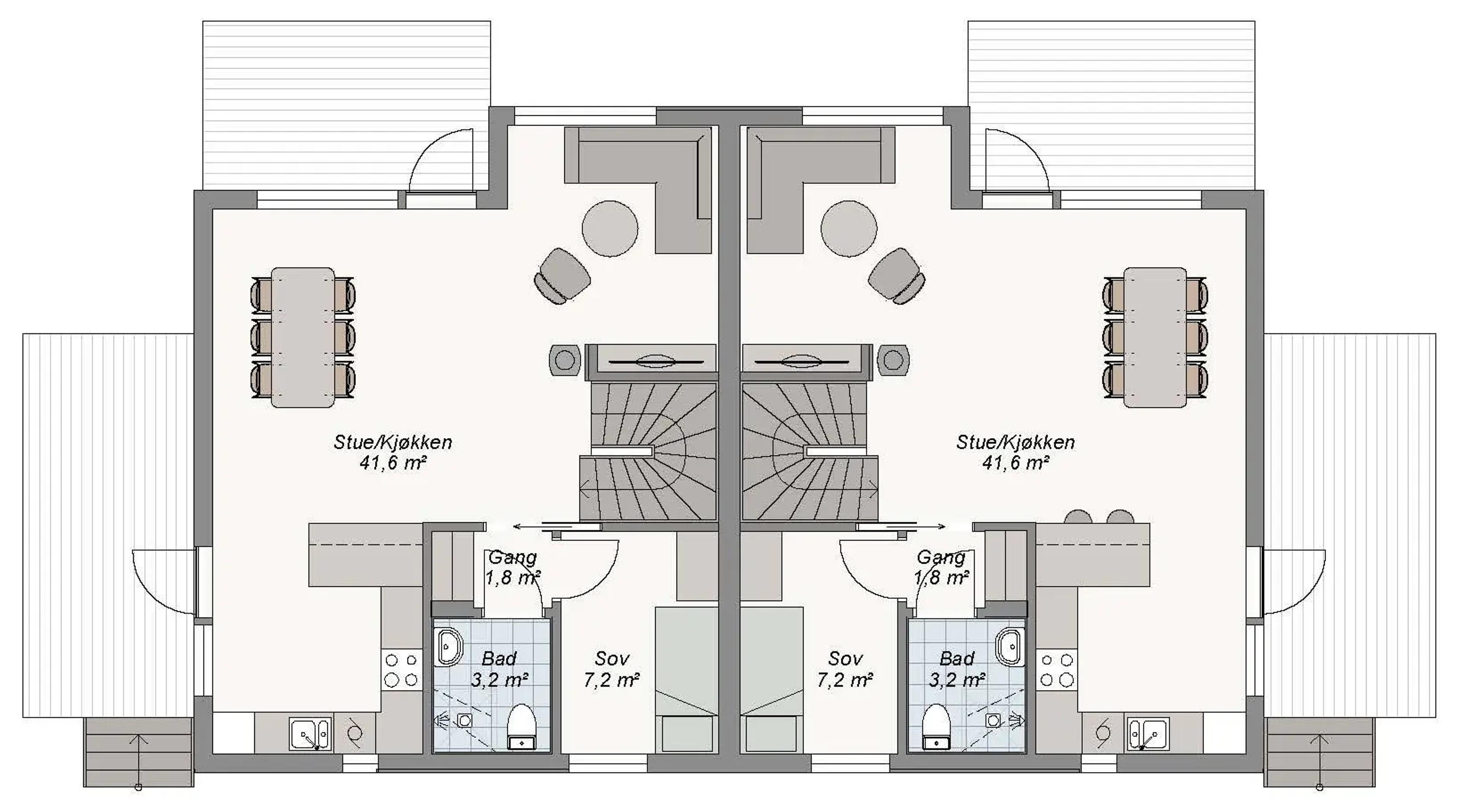 Duo plantegning 2. etg