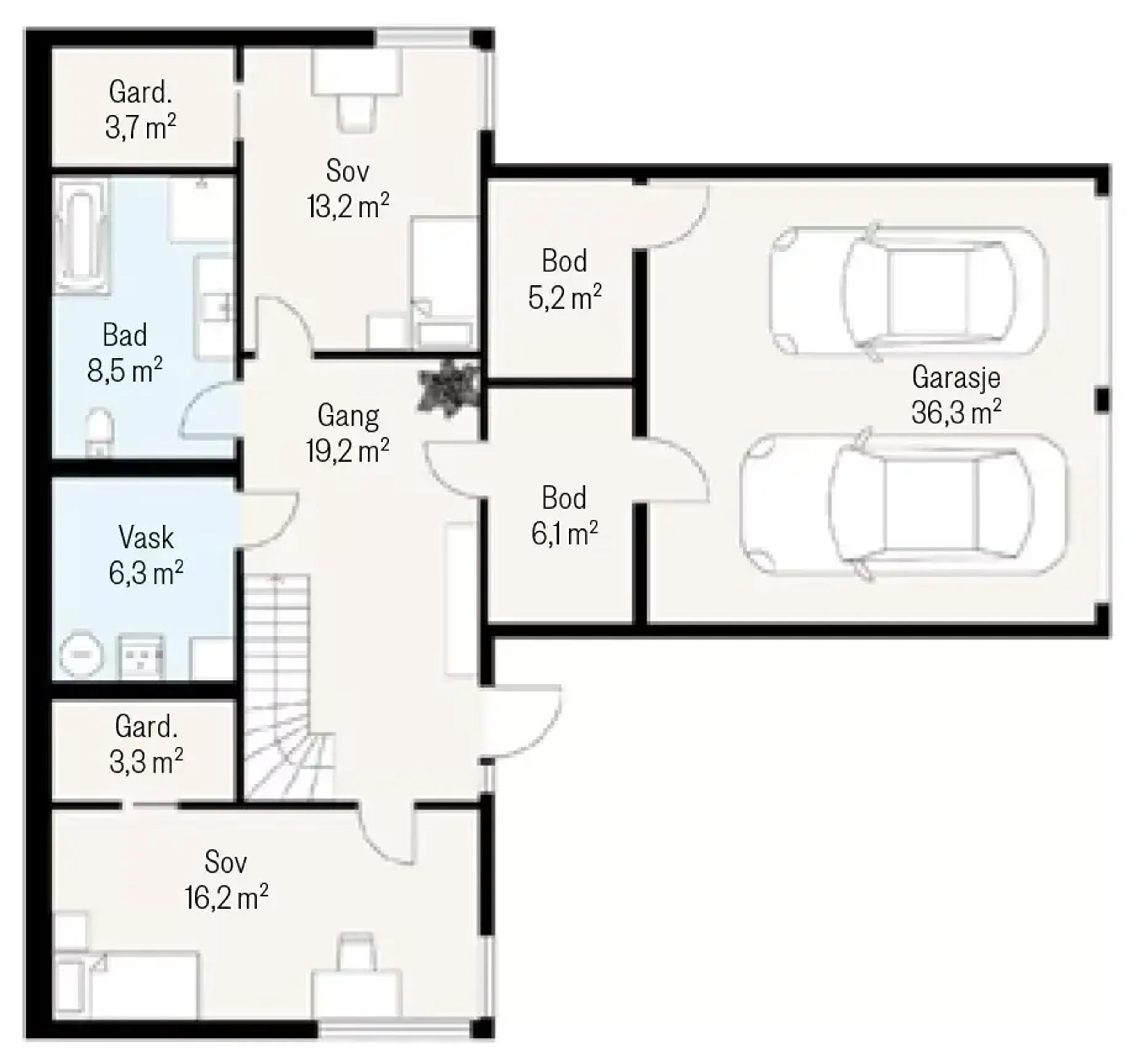 Systemhus Melbu plantegning 2D målsatt underetasje
