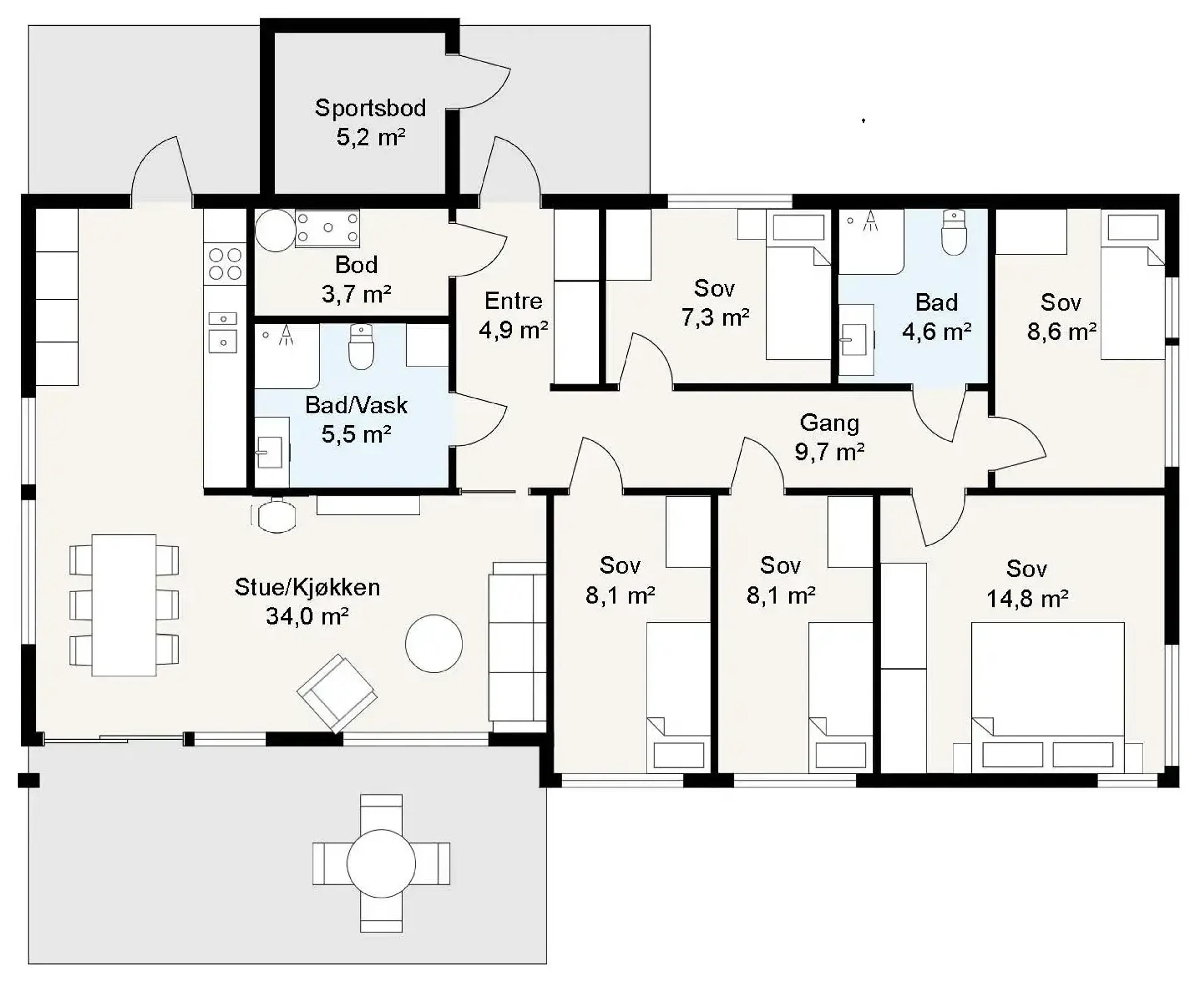 Første etasje Spire Maks med fire soverom