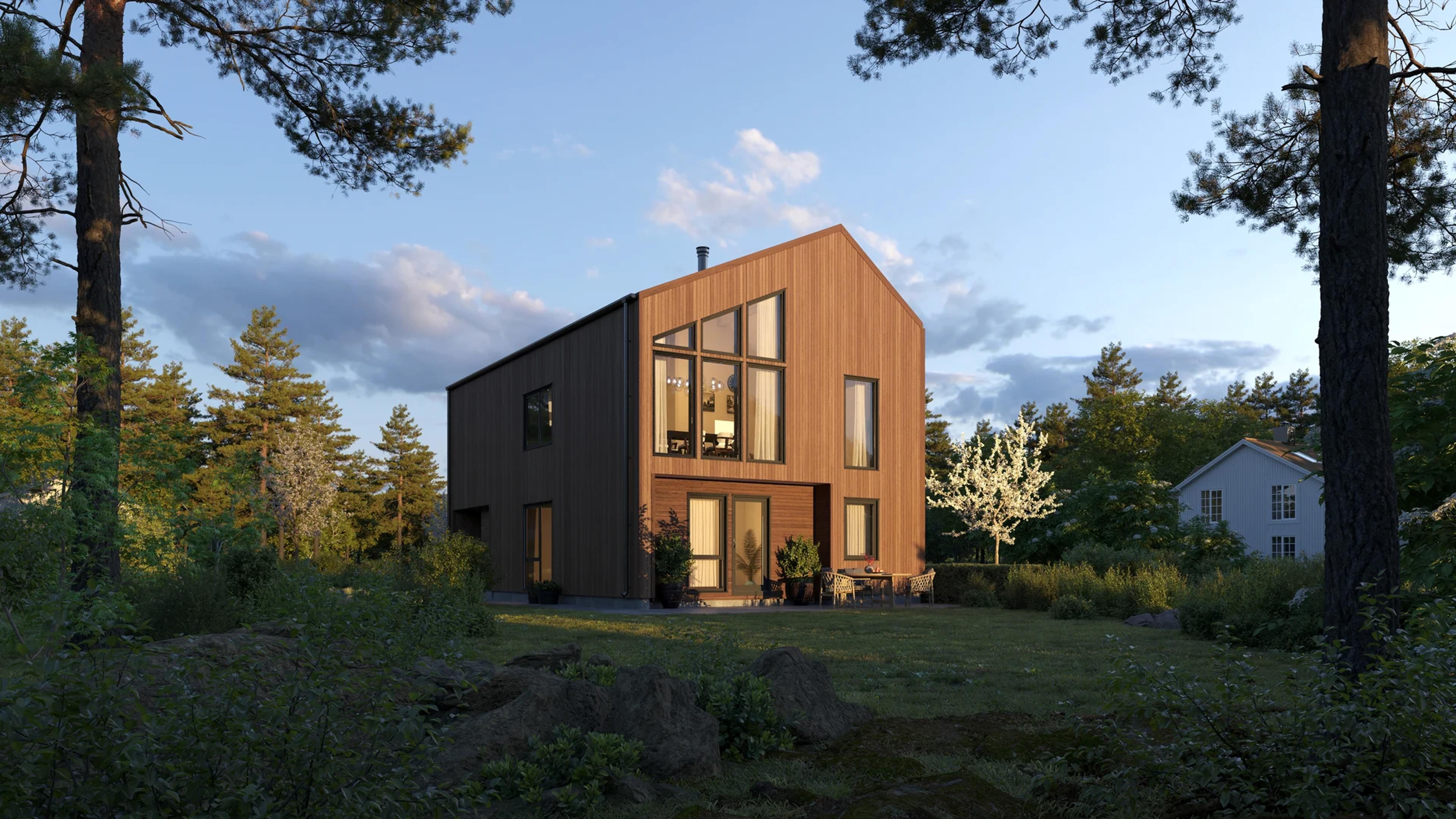 Den moderne eneboligen Sandnes fra Systemhus med flott arkitektur